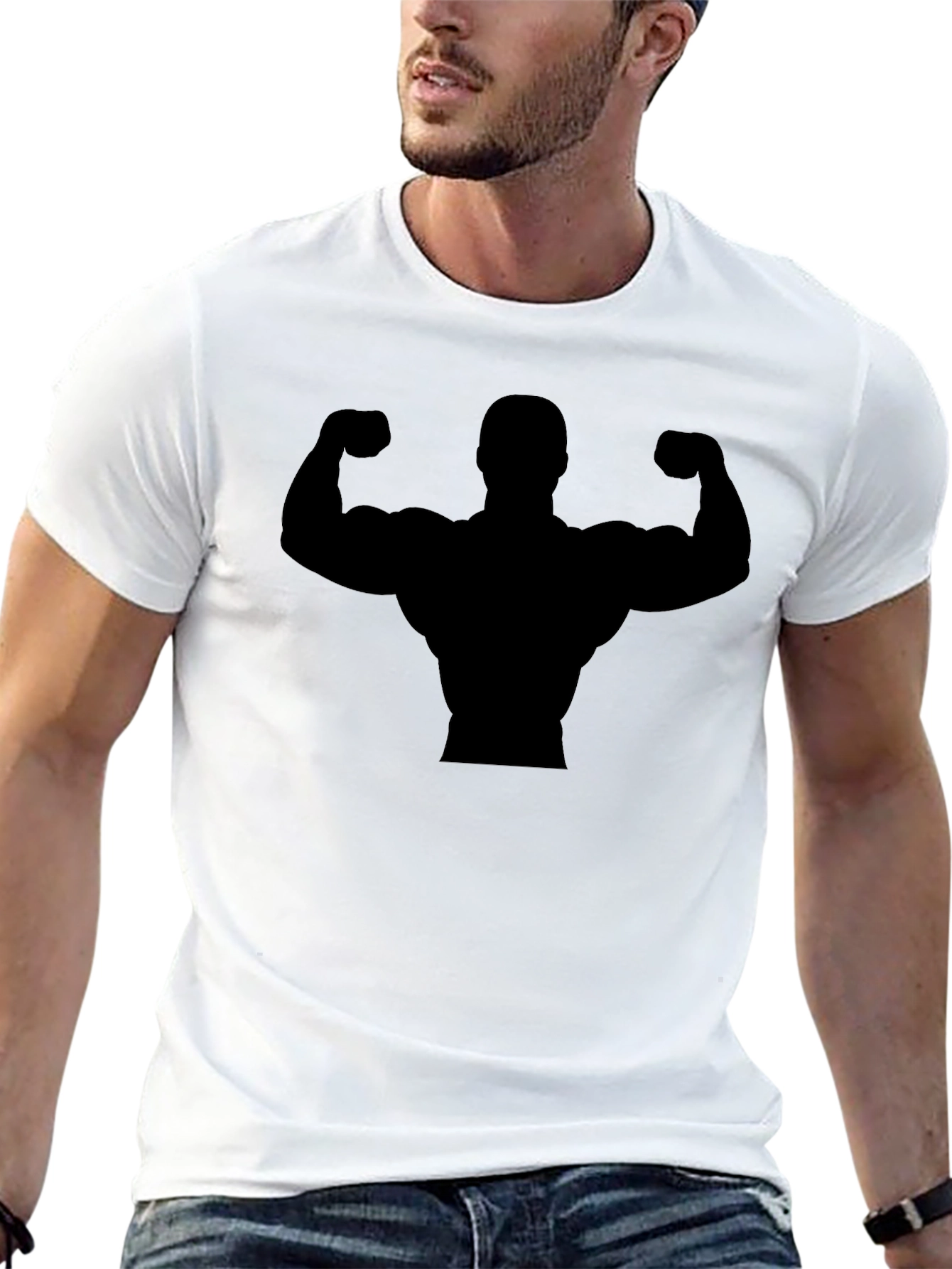 Muscle Man Silhouette Black T-Shirt