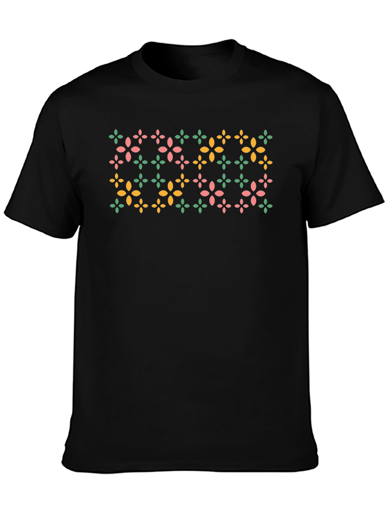 Floral Patterned Black T-Shirt