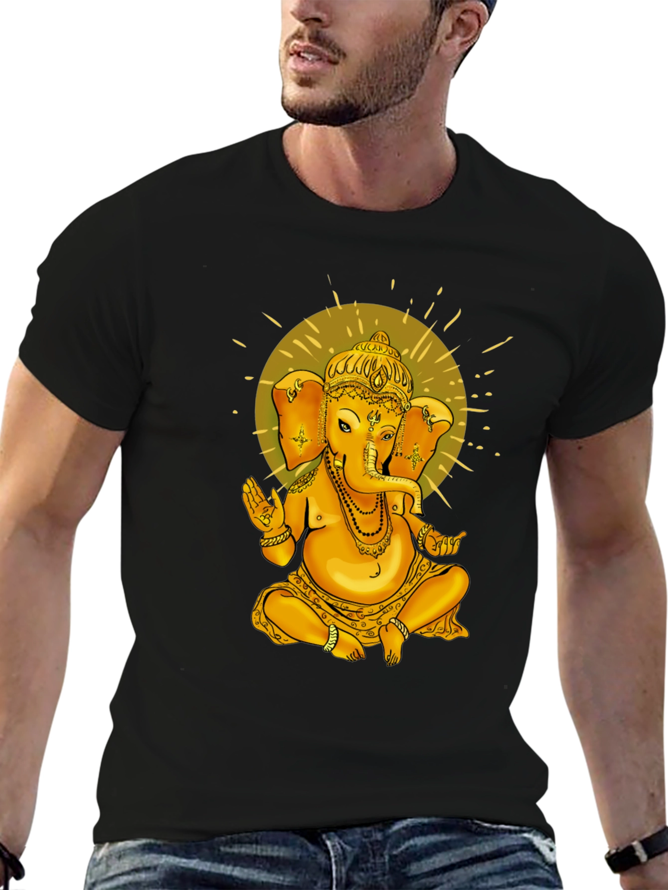 Ganesha Graphic Print Black T-Shirt