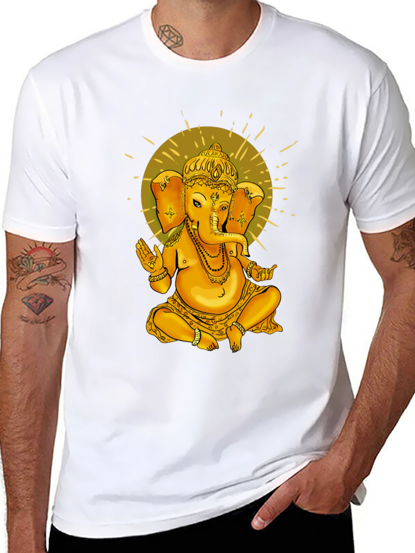 Ganesha Graphic Print Black T-Shirt
