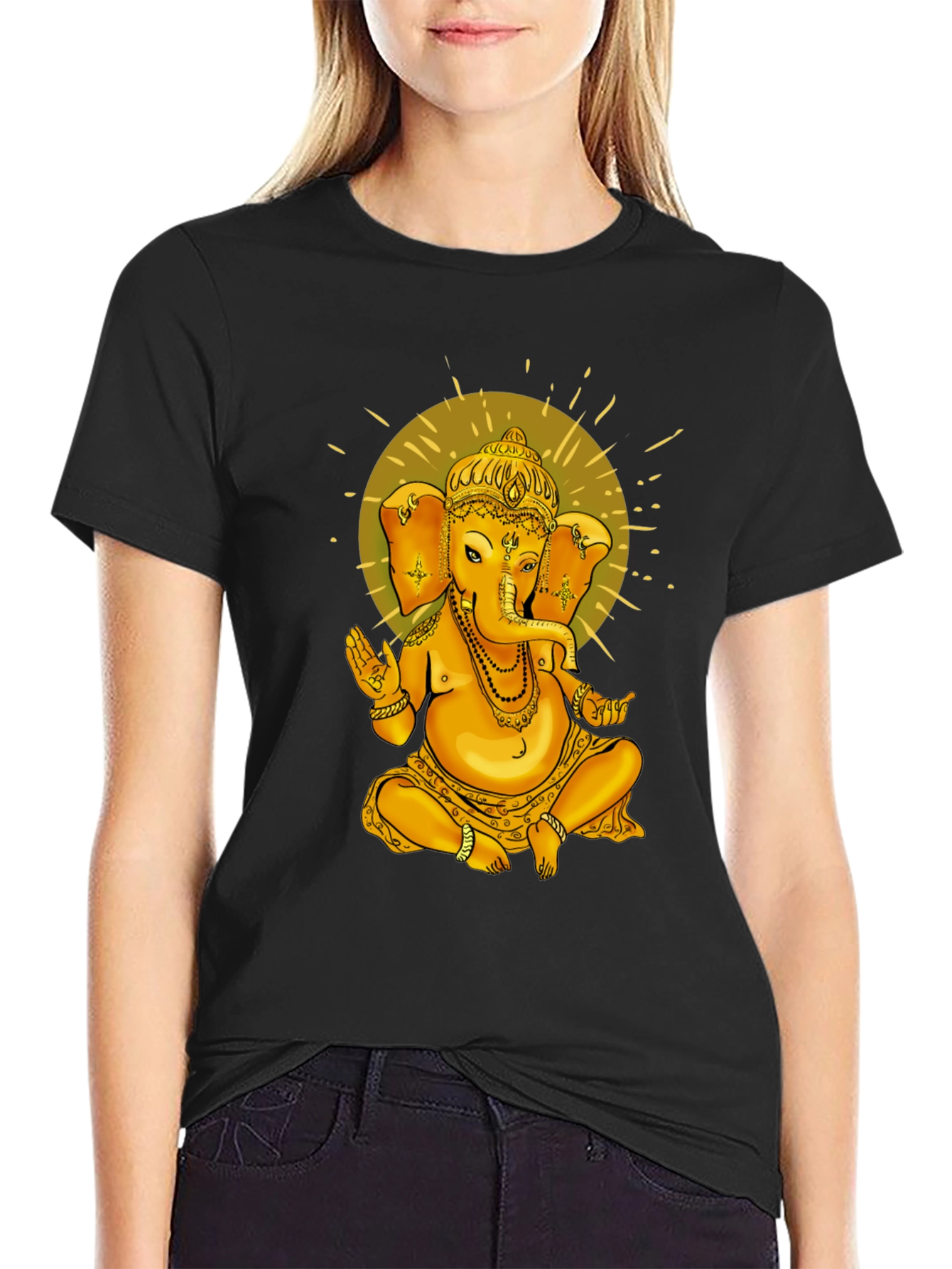 Ganesha Graphic Print Black T-Shirt
