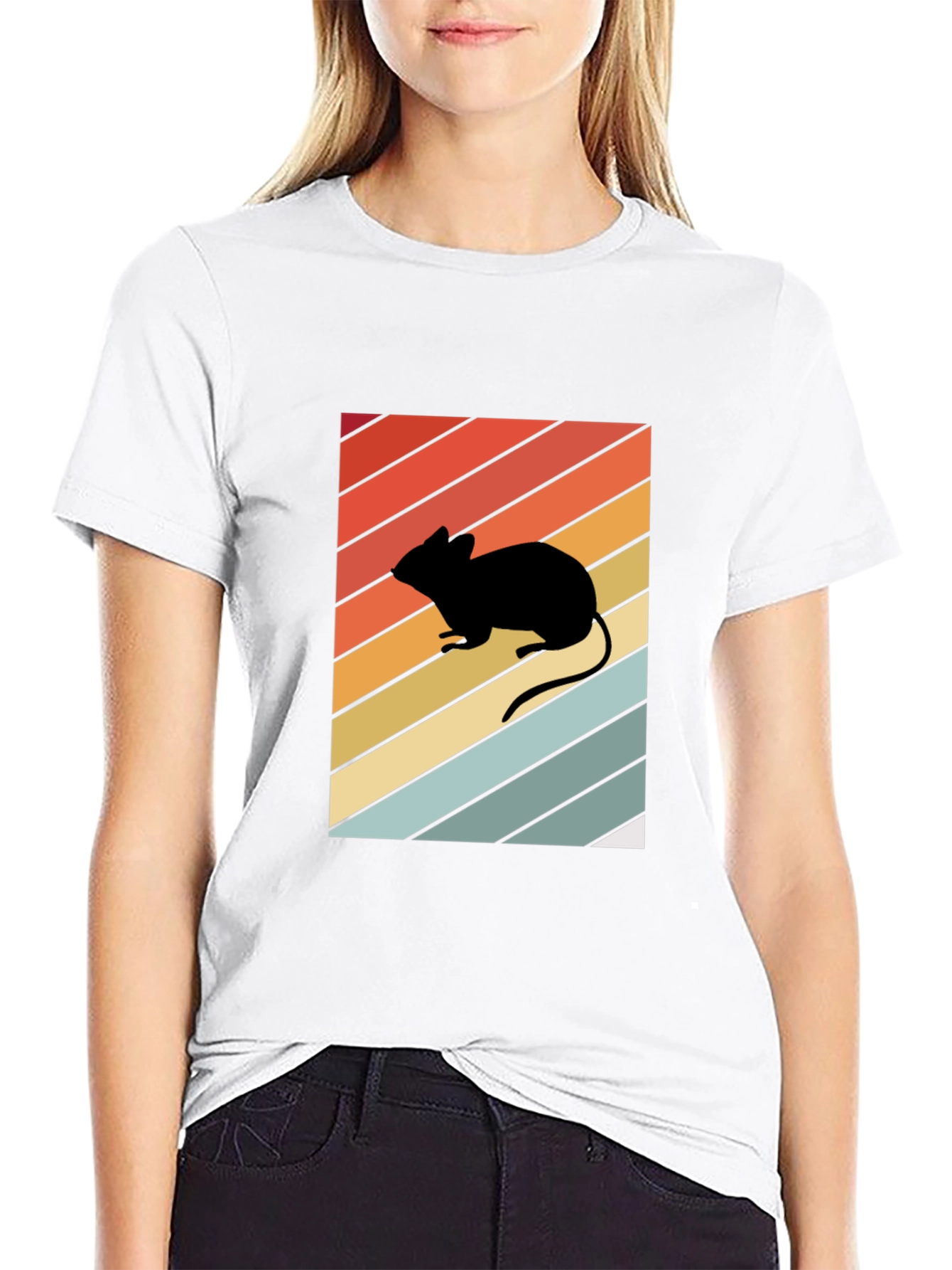 Retro Mouse Silhouette Graphic T-Shirt