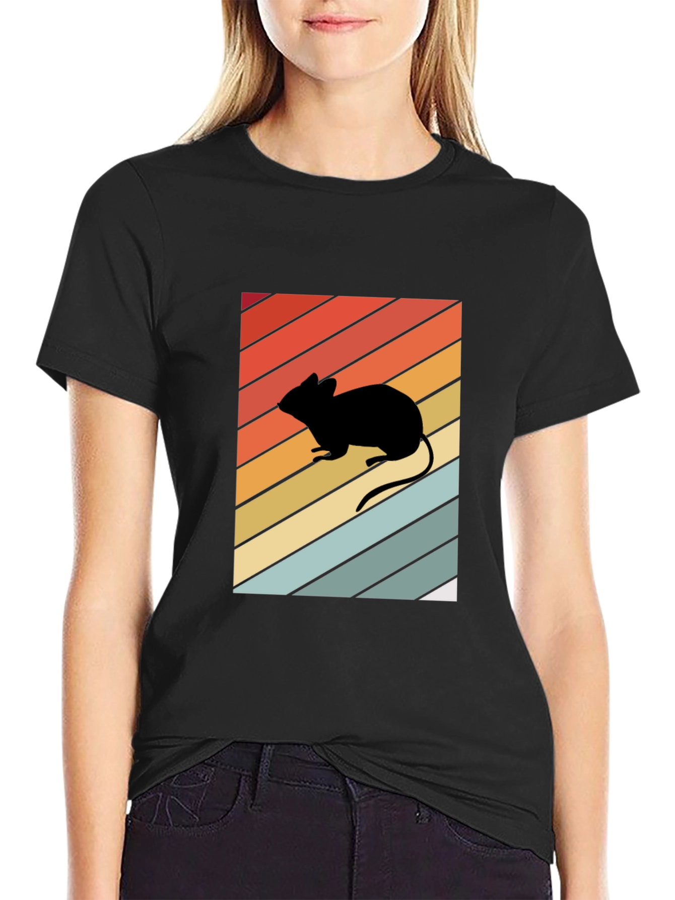 Retro Mouse Silhouette Graphic T-Shirt