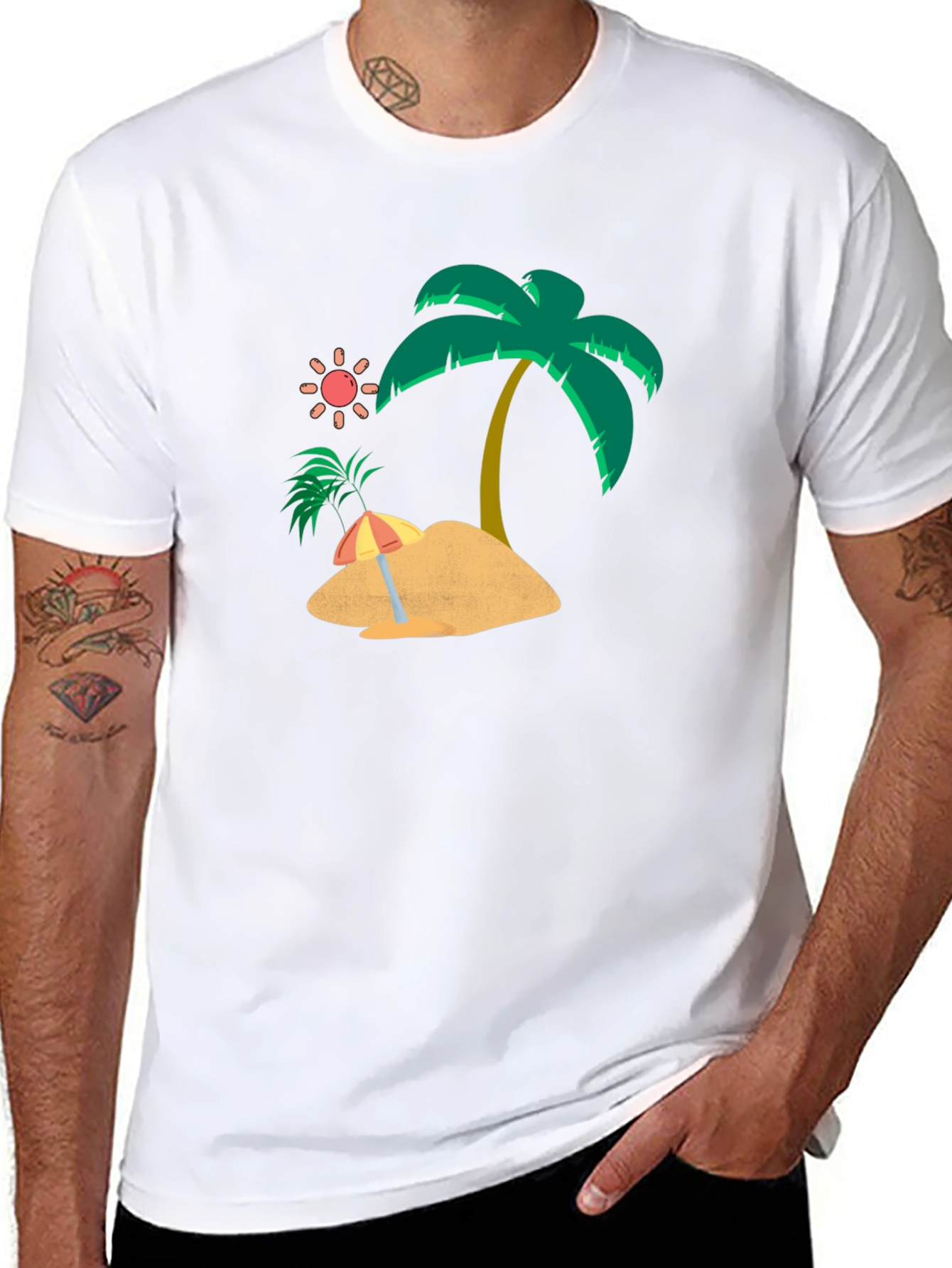 Tropical Island Graphic Tee - Mens Black T-Shirt