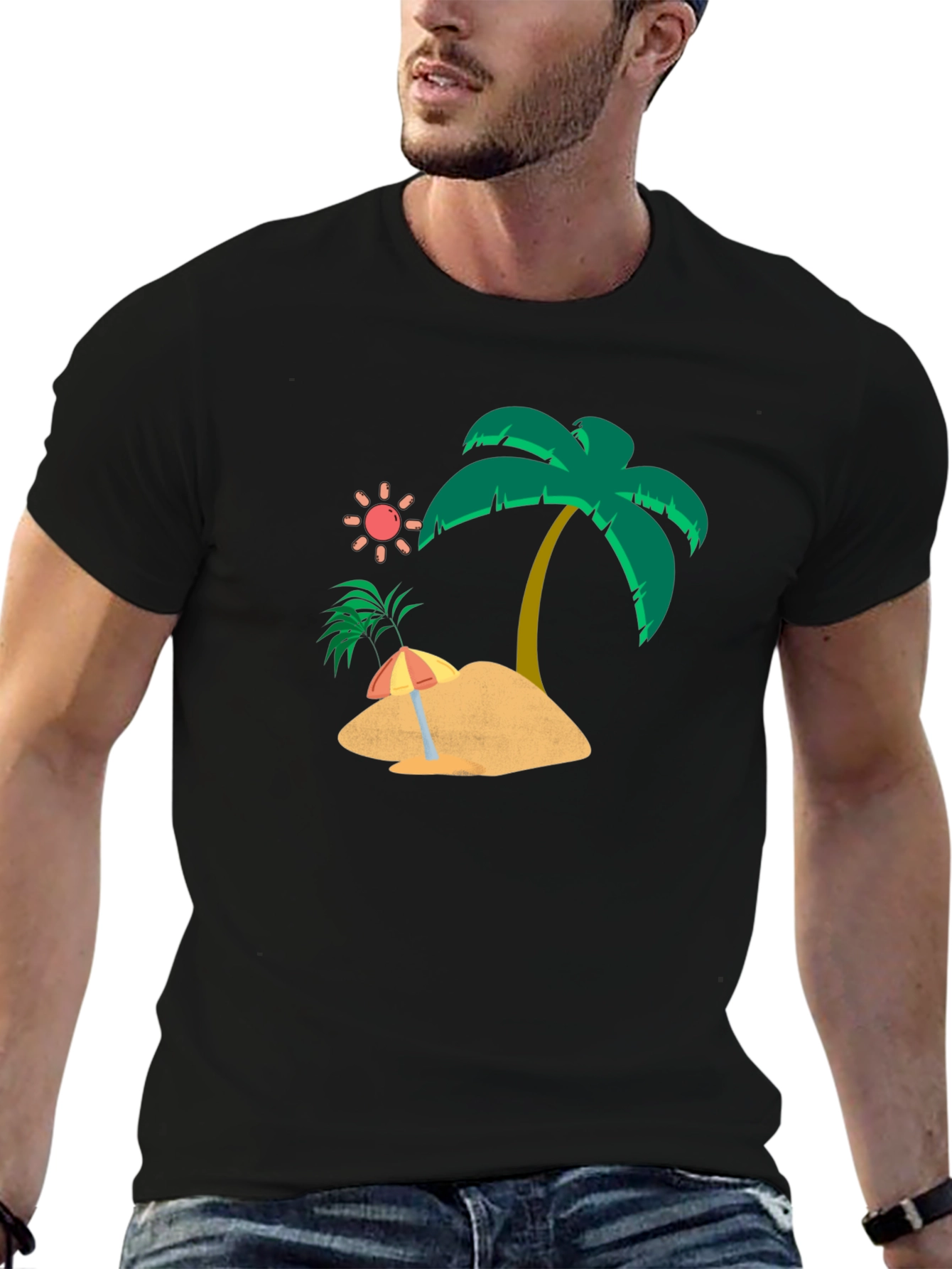 Tropical Island Graphic Tee - Mens Black T-Shirt