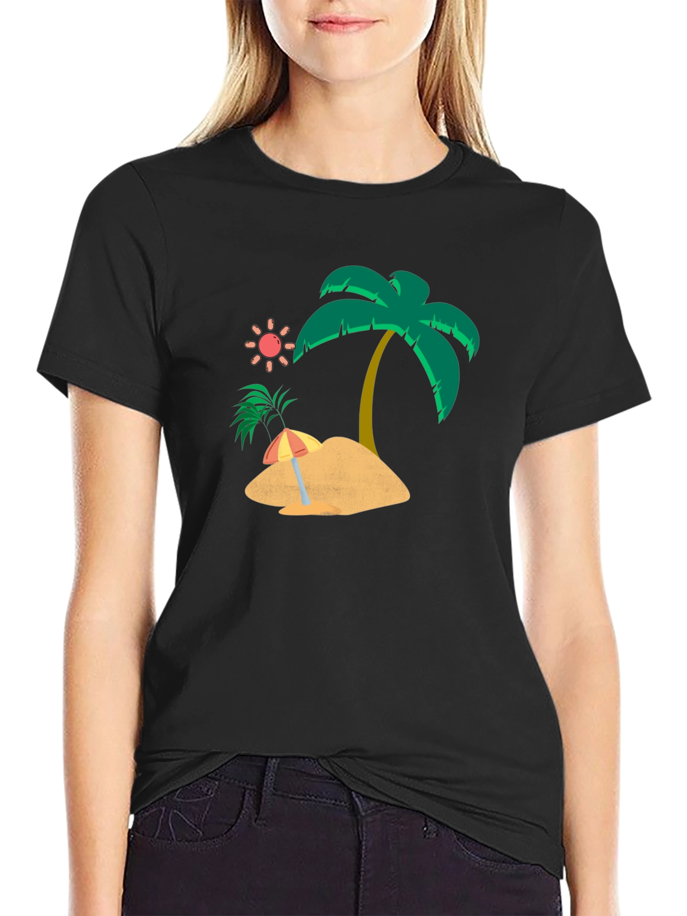 Tropical Island Graphic Tee - Mens Black T-Shirt