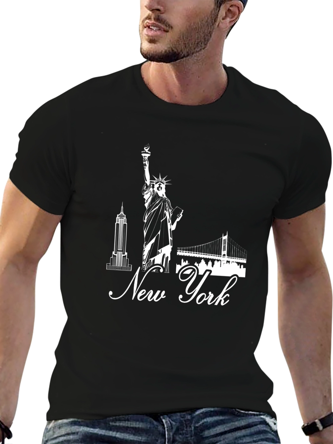 New York Skyline Graphic Black T-Shirt
