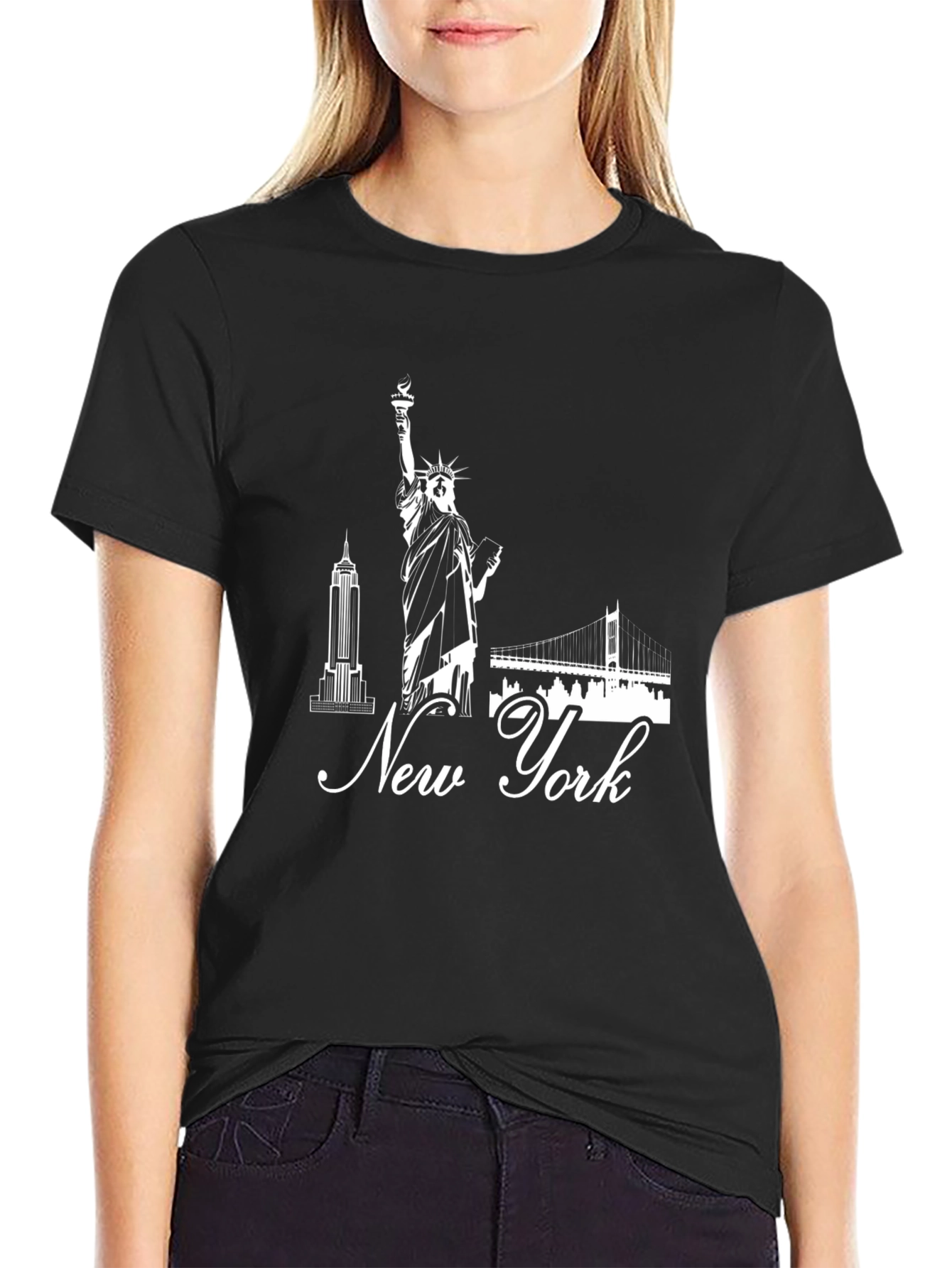 New York Skyline Graphic Black T-Shirt