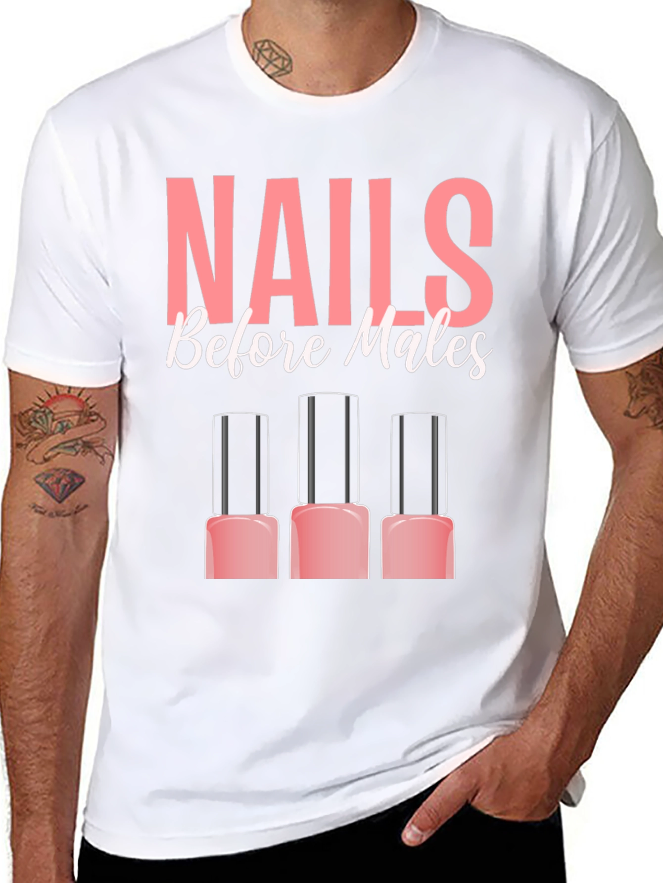 Nails Before Males T-Shirt - Funny Manicure Tee