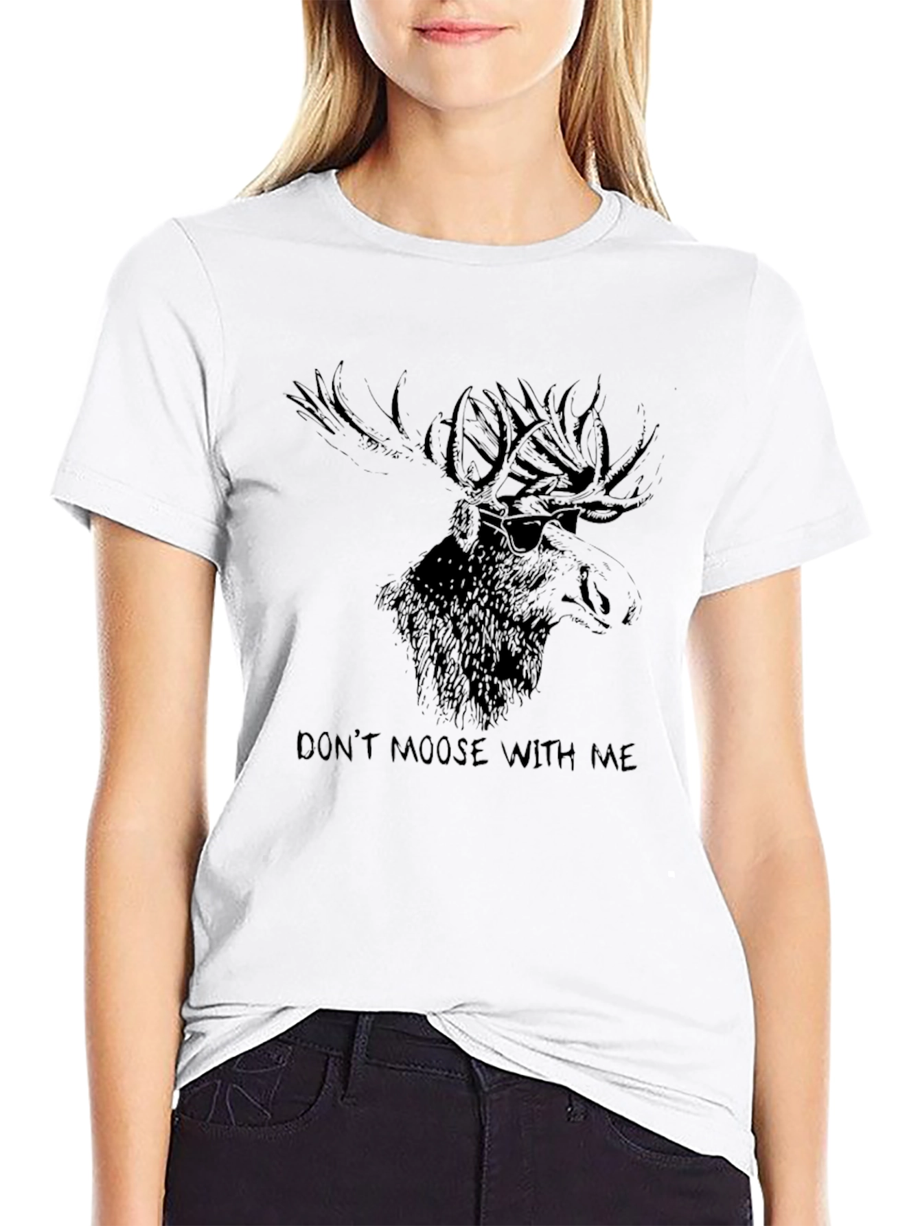 Dont Moose With Me Black Graphic T-Shirt