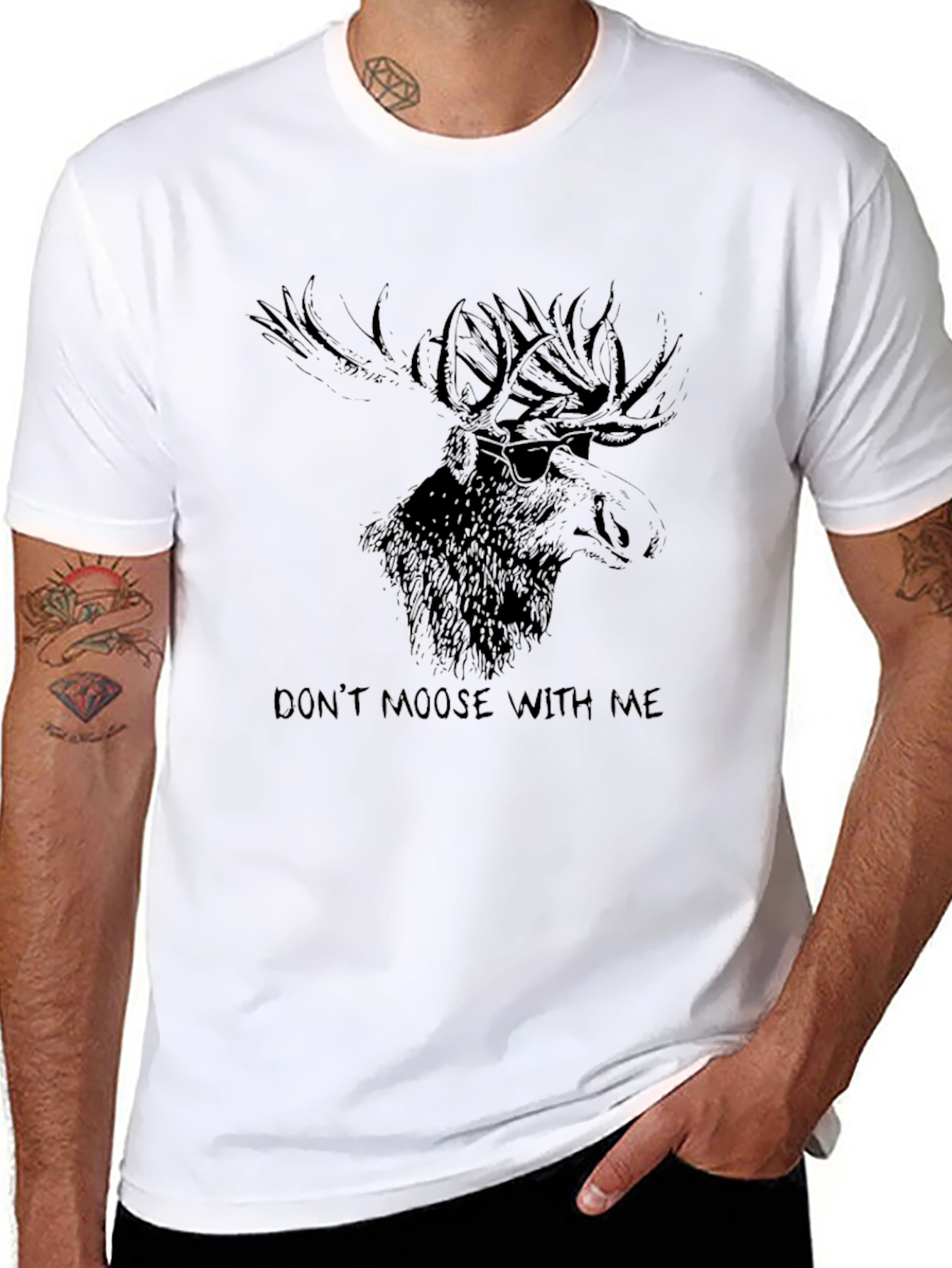 Dont Moose With Me Black Graphic T-Shirt