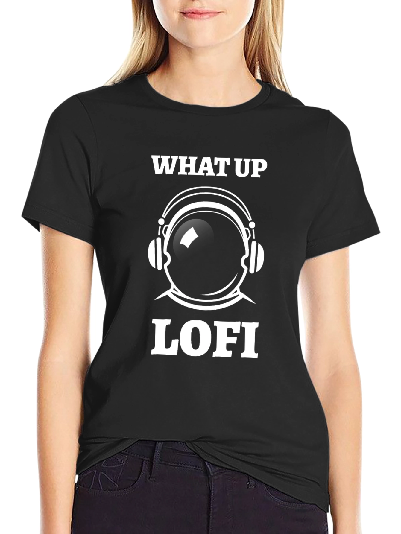 What Up Lofi T-Shirt - Astronaut Helmet Graphic Tee