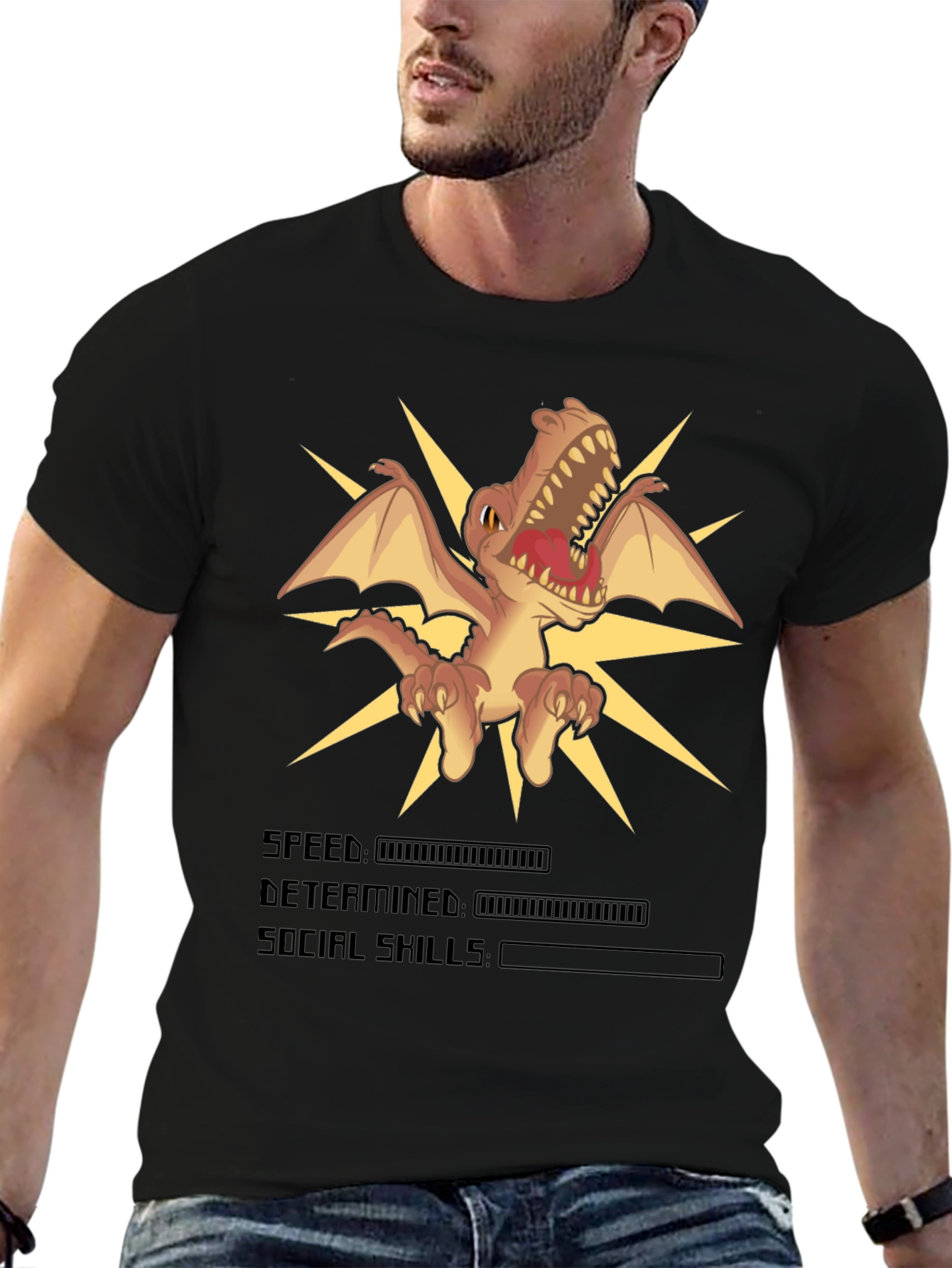 Dino Stats Black Graphic T-Shirt