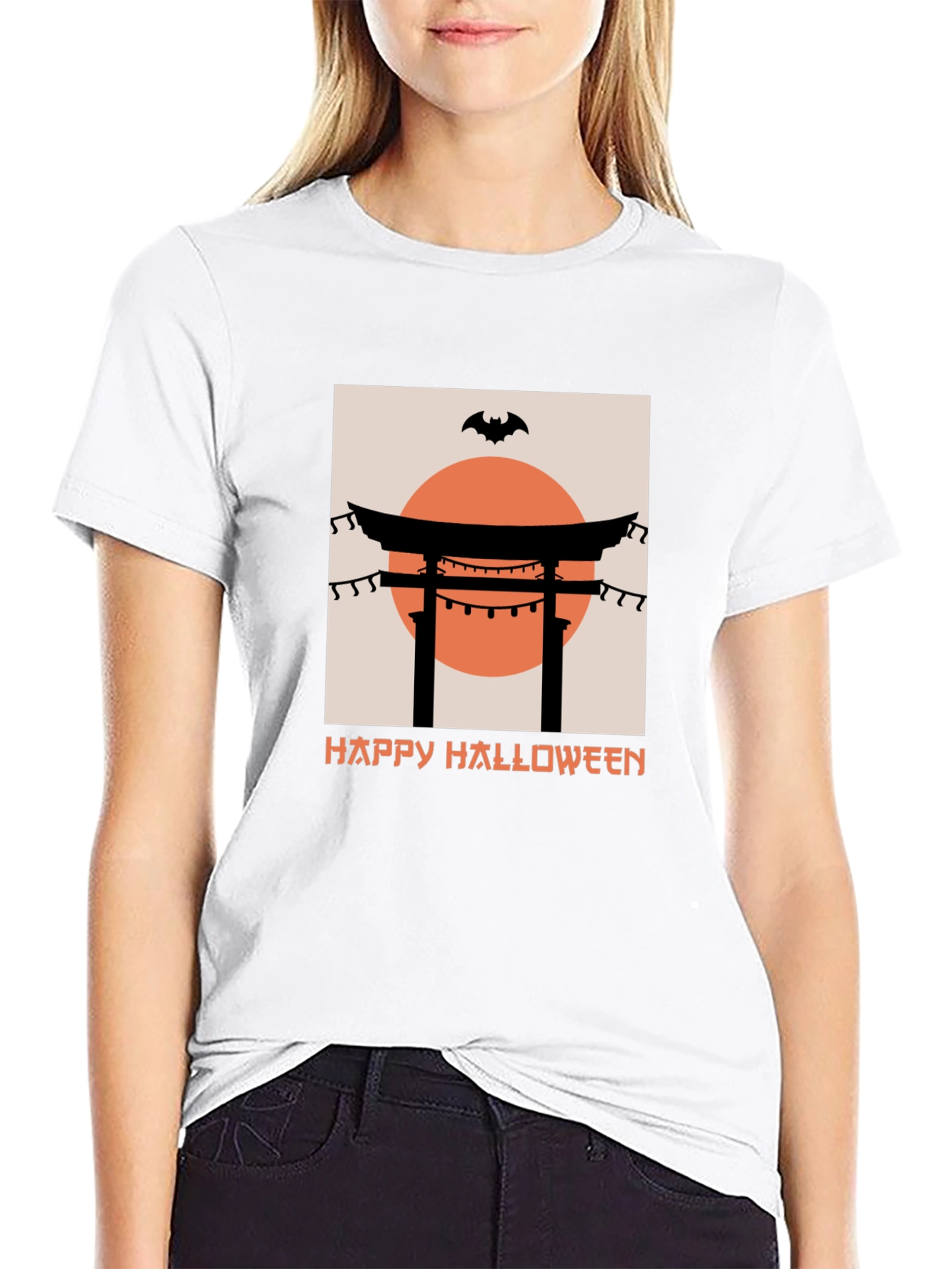 Halloween Torii Gate Bat Graphic Tee
