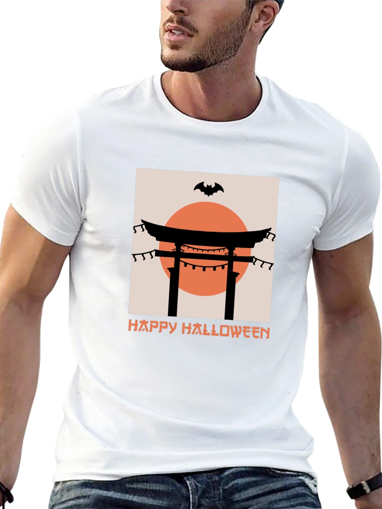 Halloween Torii Gate Bat Graphic Tee