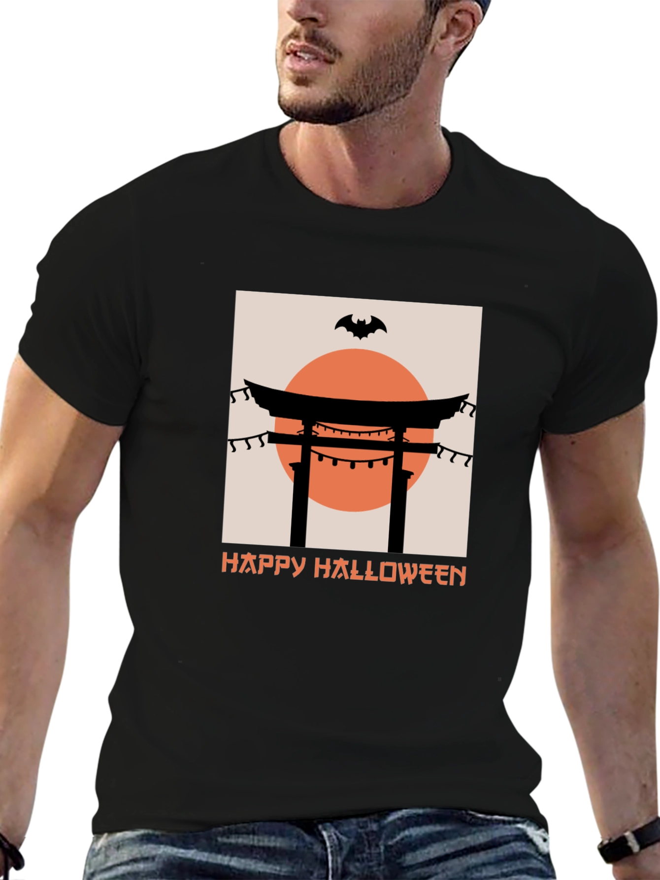 Halloween Torii Gate Bat Graphic Tee