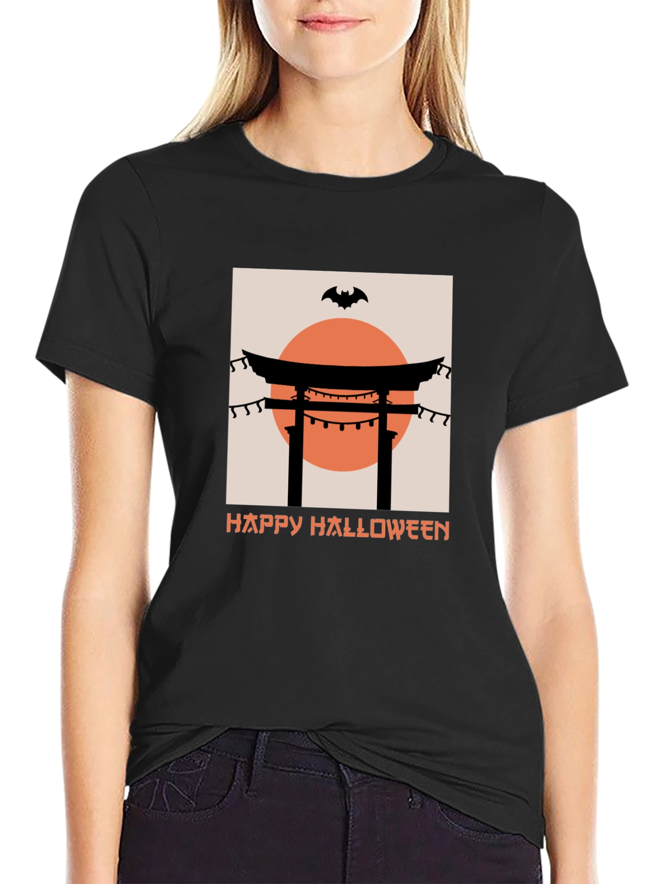 Halloween Torii Gate Bat Graphic Tee