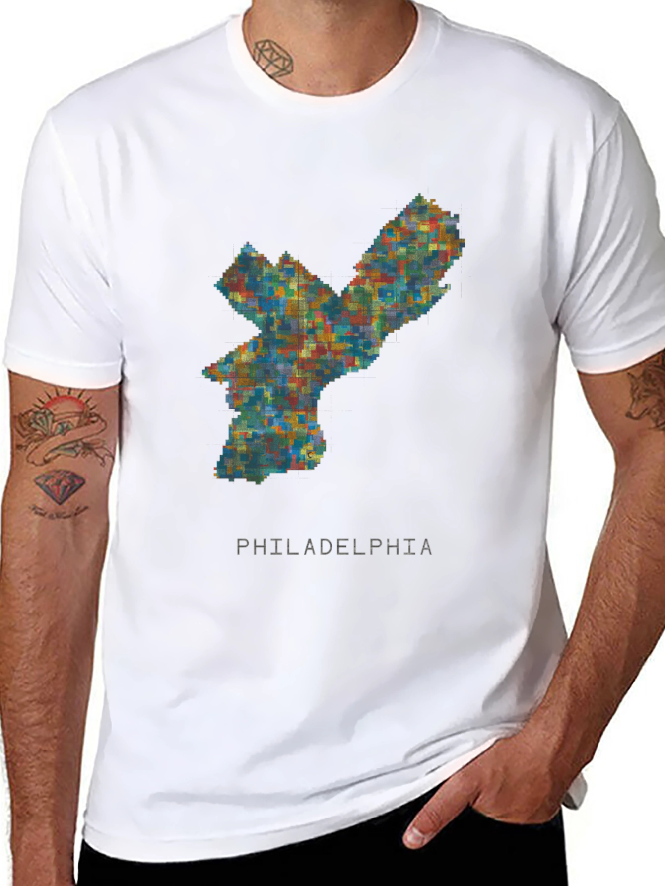 Philadelphia Pixel Art Mens Graphic T-Shirt