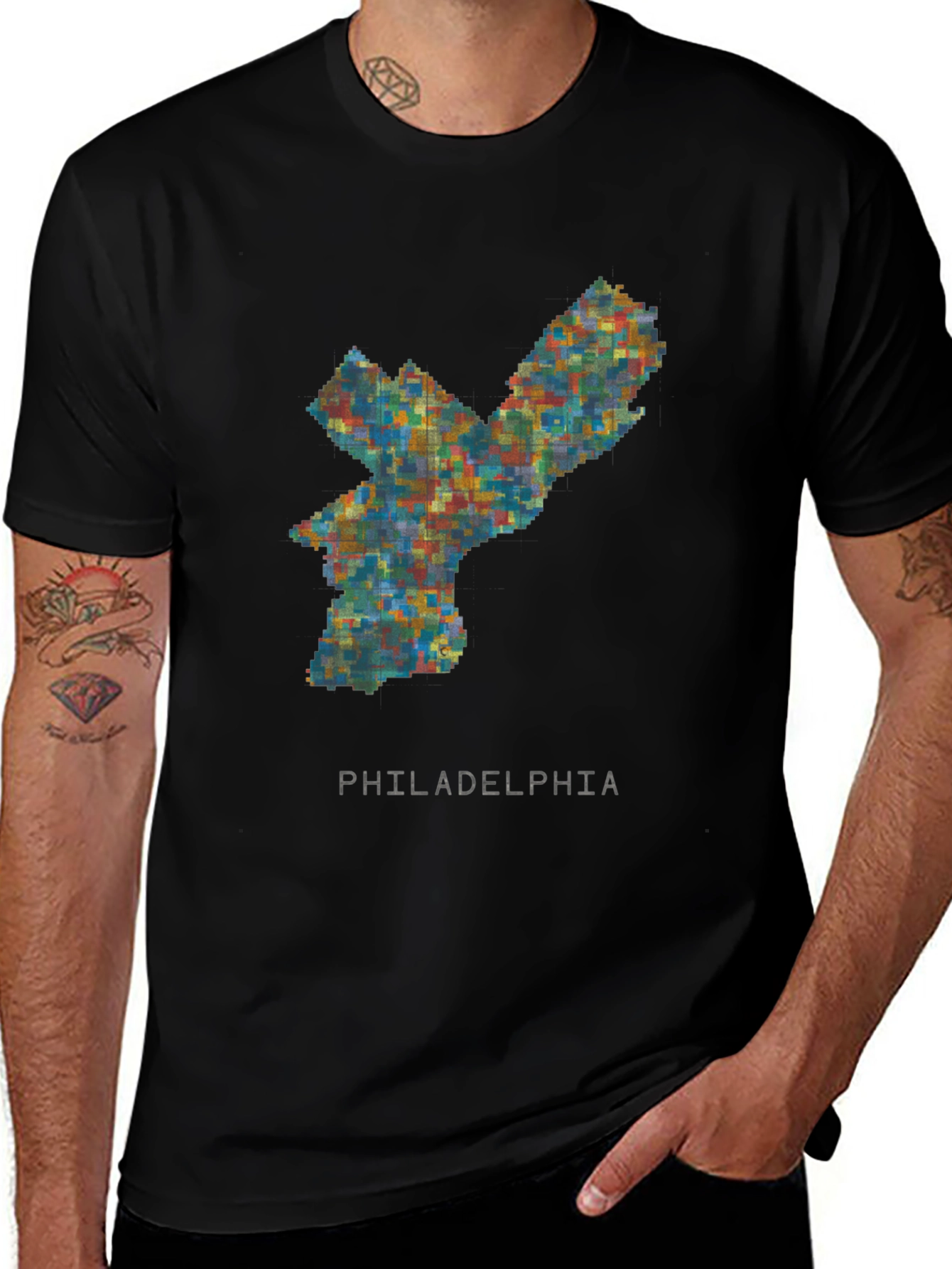 Philadelphia Pixel Art Mens Graphic T-Shirt