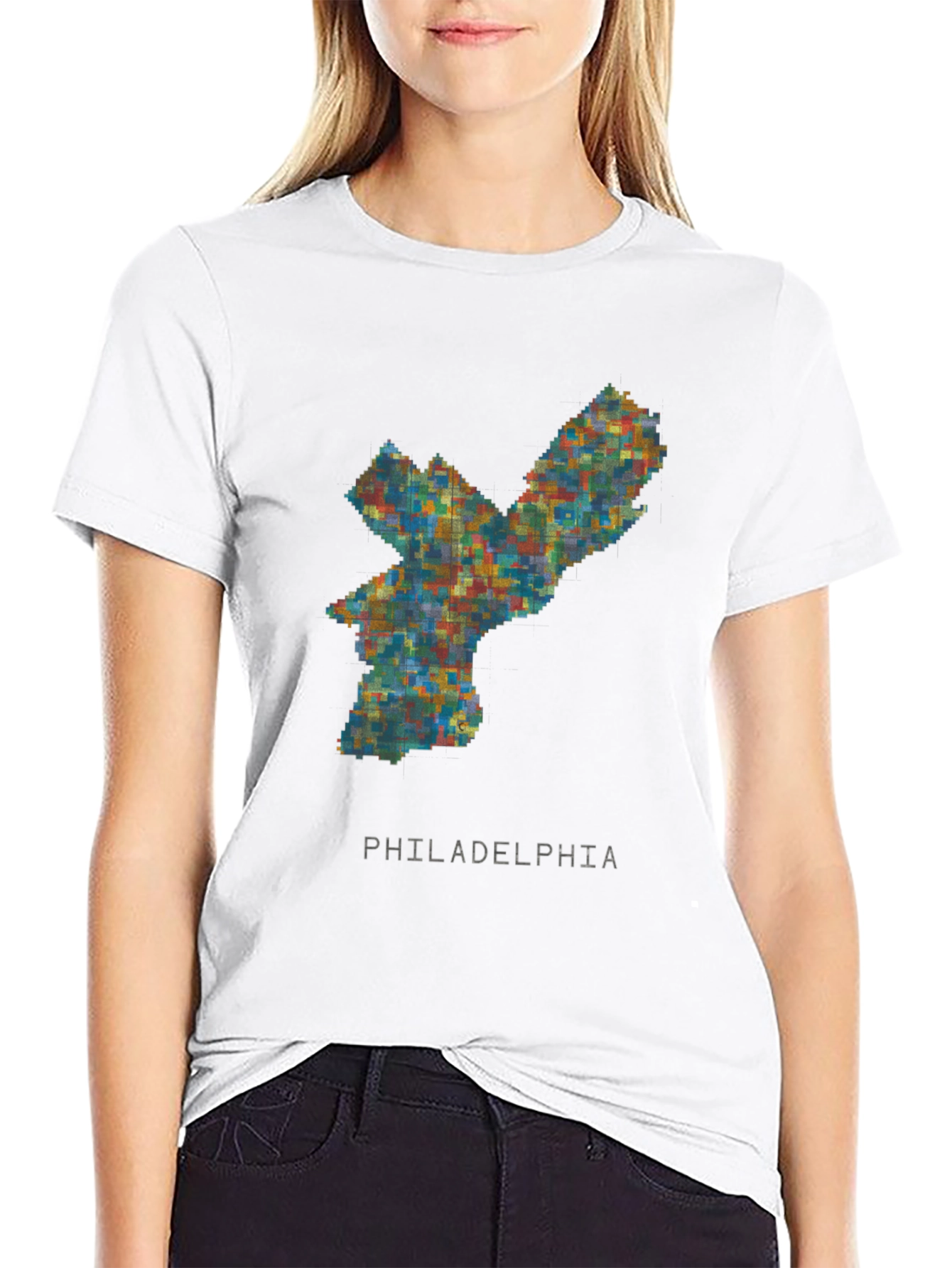 Philadelphia Pixel Art Mens Graphic T-Shirt