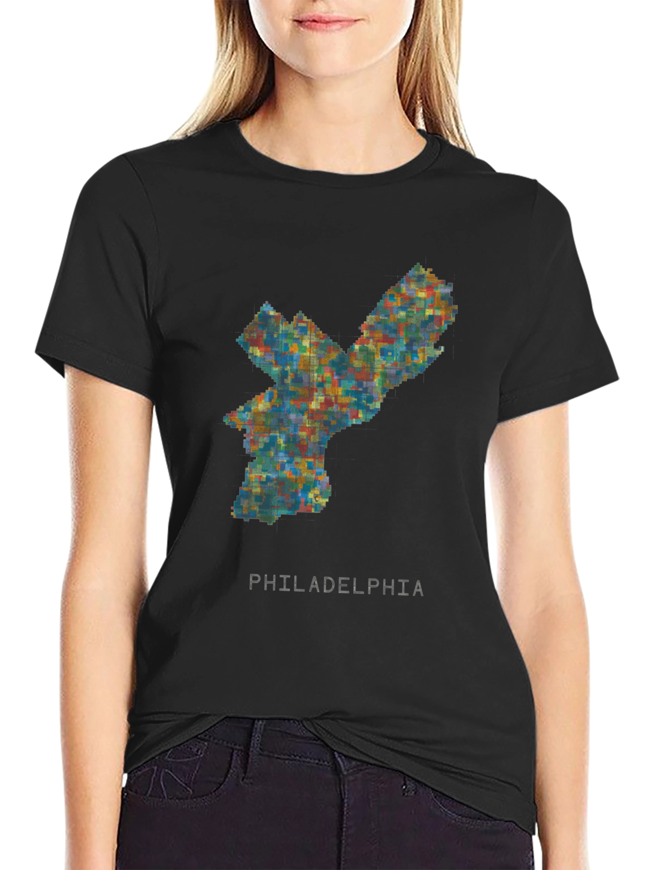 Philadelphia Pixel Art Mens Graphic T-Shirt