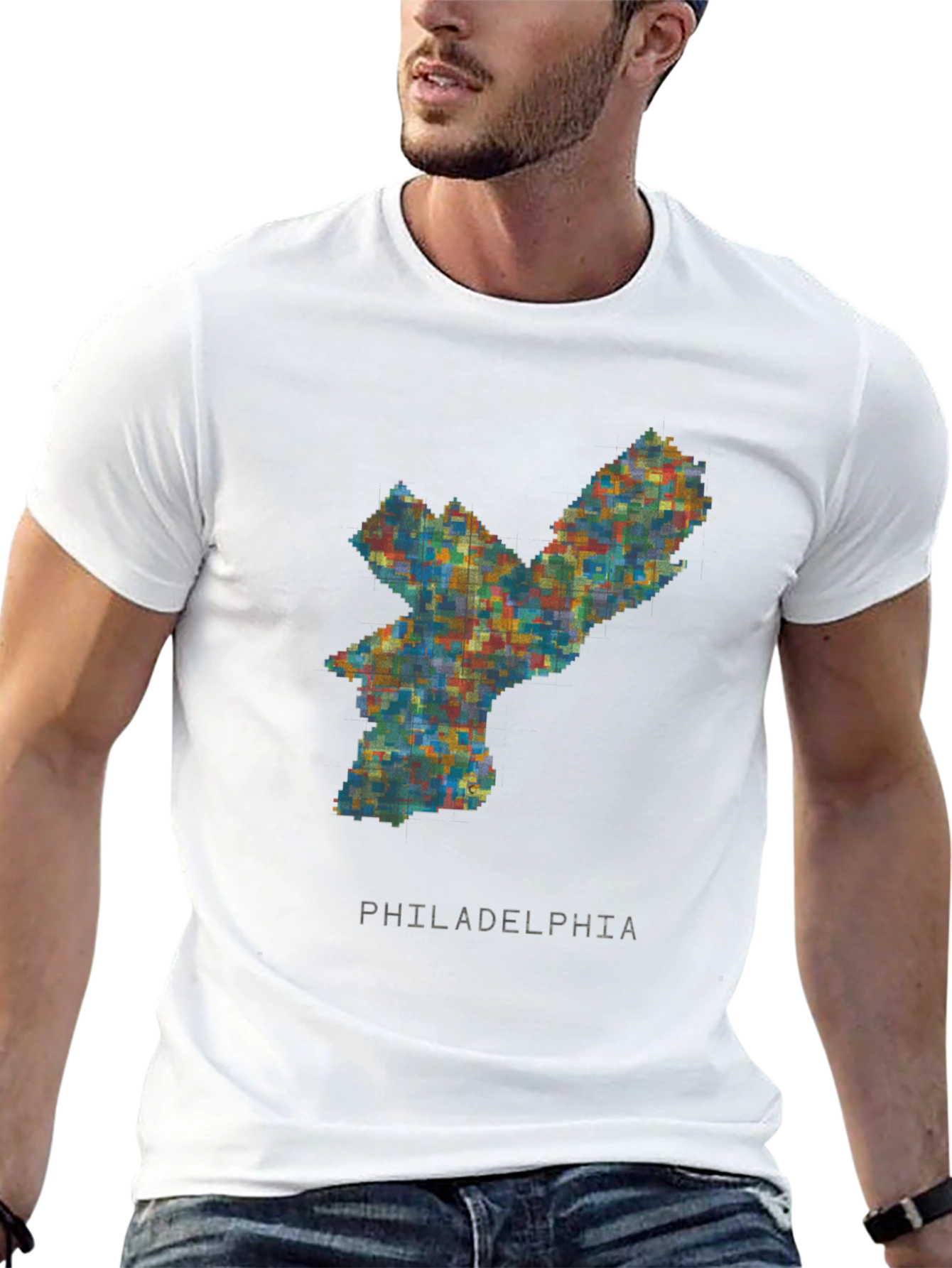Philadelphia Pixel Art Mens Graphic T-Shirt