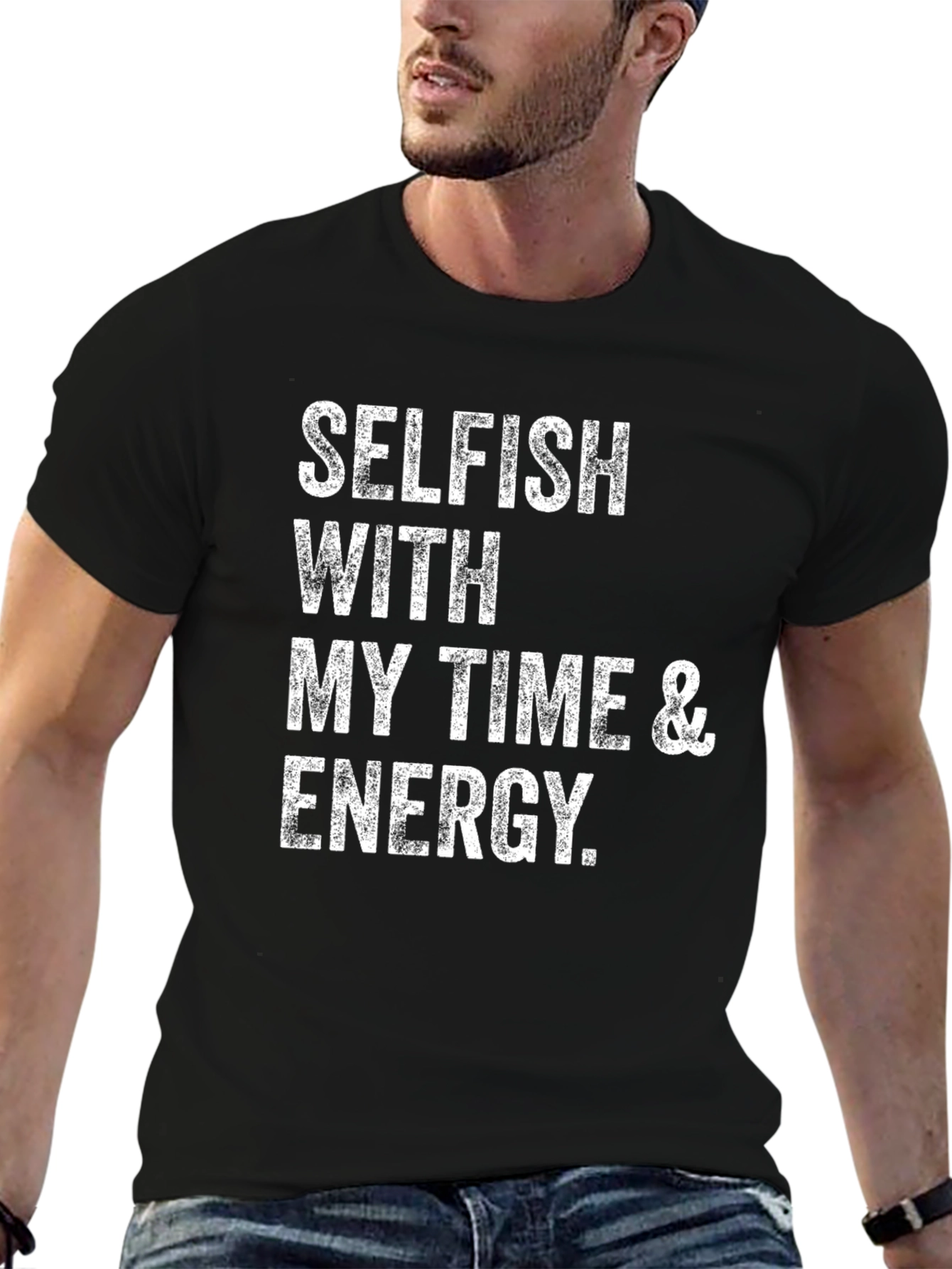 Selfish Time & Energy Black Graphic T-Shirt