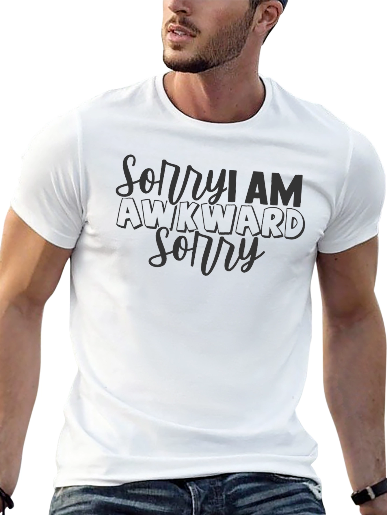 Awkward Sorry Slogan Graphic Tee