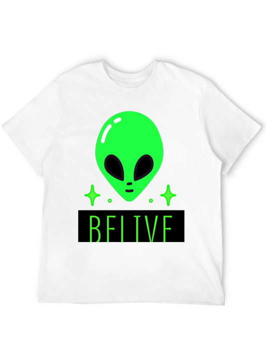 Believe Alien Graphic Tee - Black Cotton T-Shirt