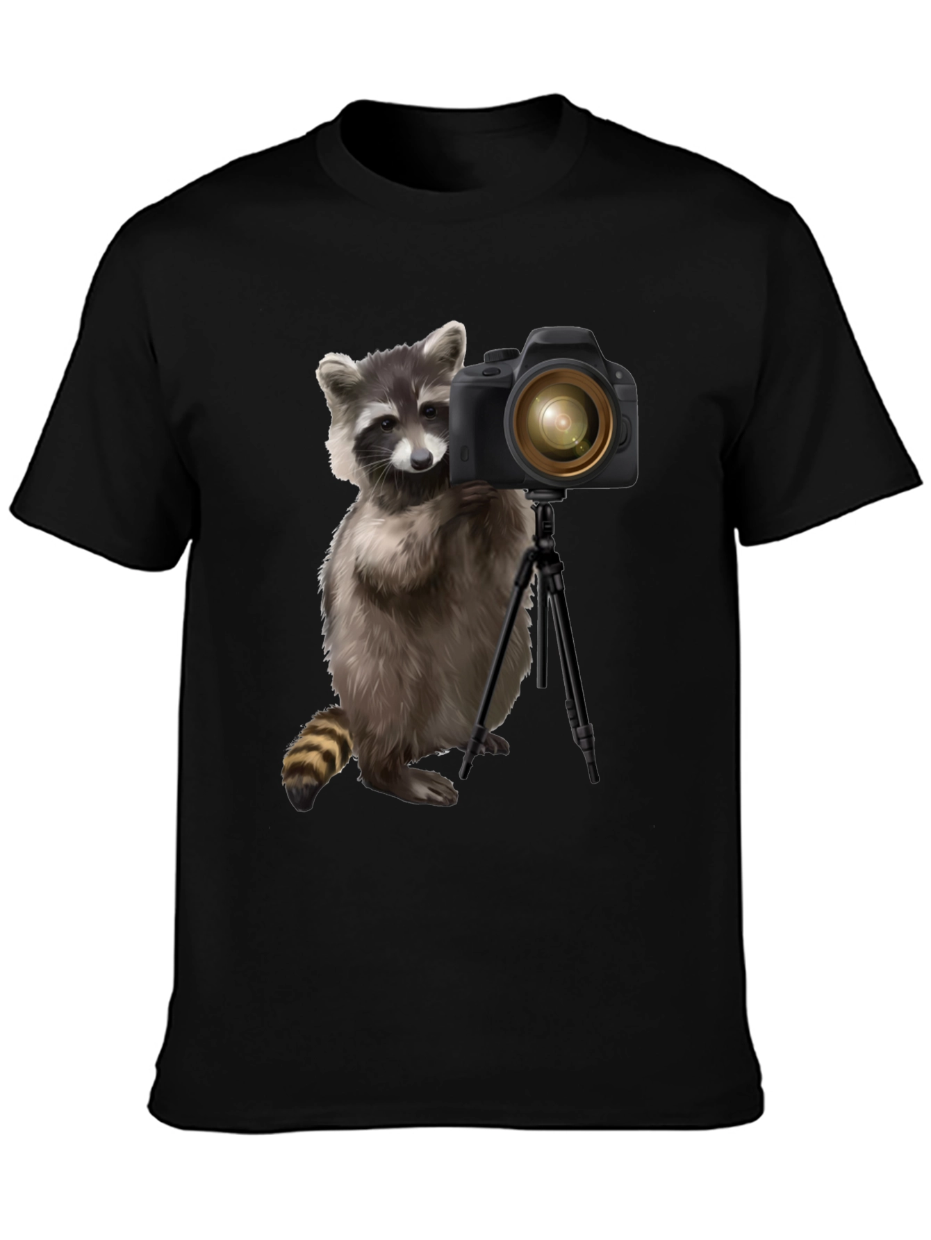 Raccoon Photographer Graphic Tee - Black