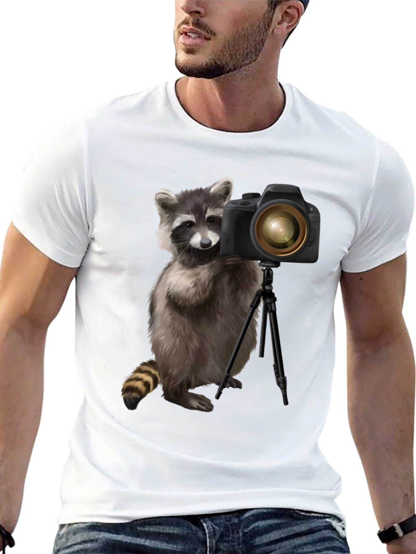 Raccoon Photographer Graphic Tee - Black