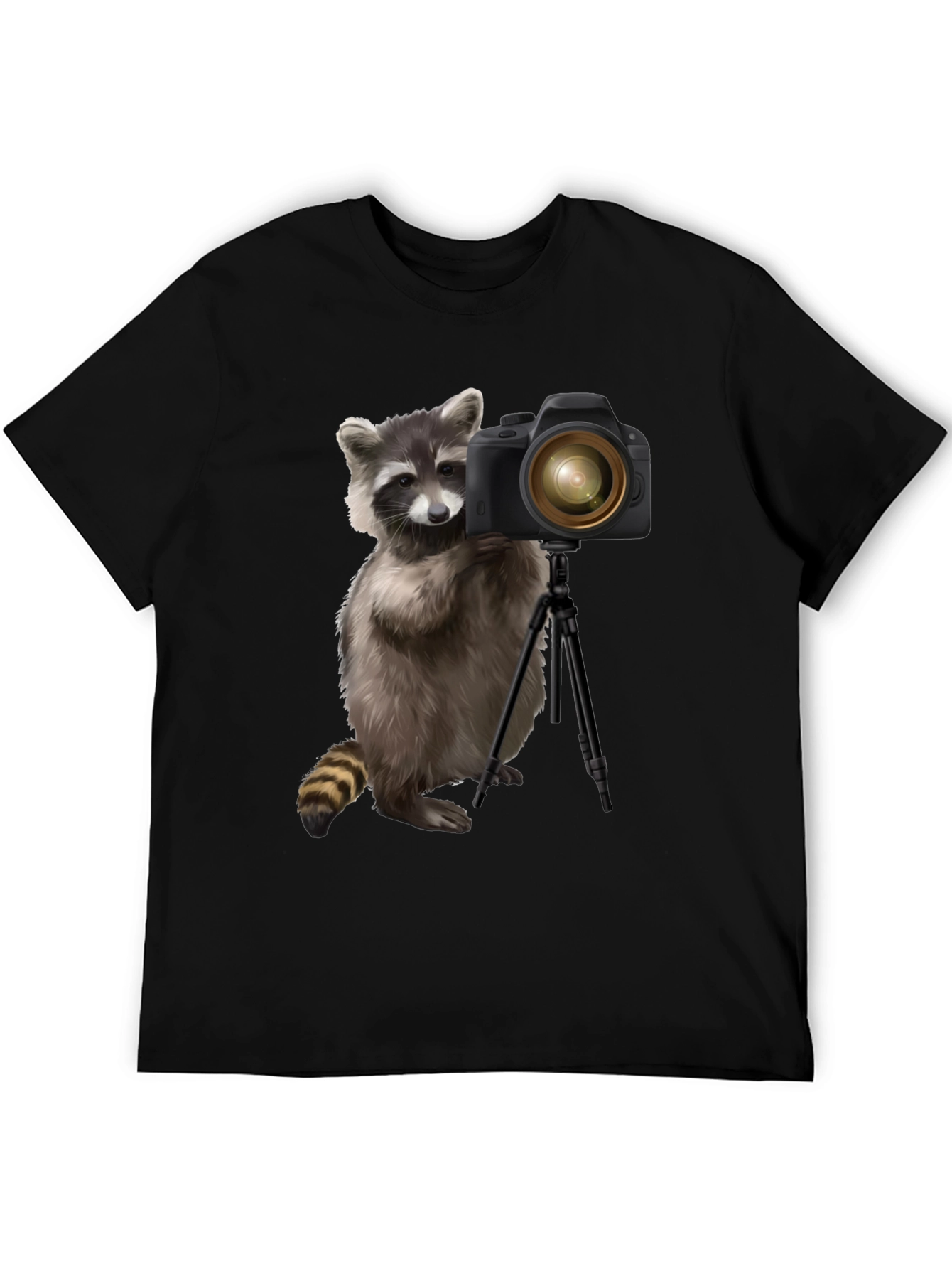 Raccoon Photographer Graphic Tee - Black