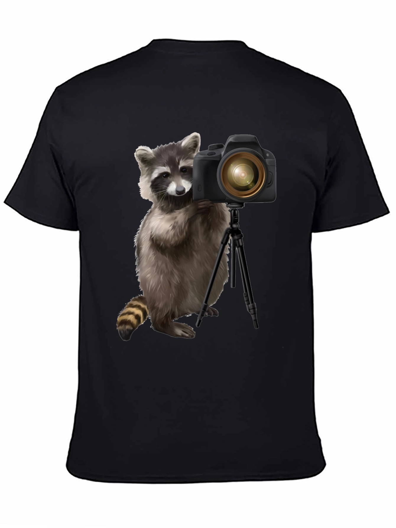Raccoon Photographer Graphic Tee - Black