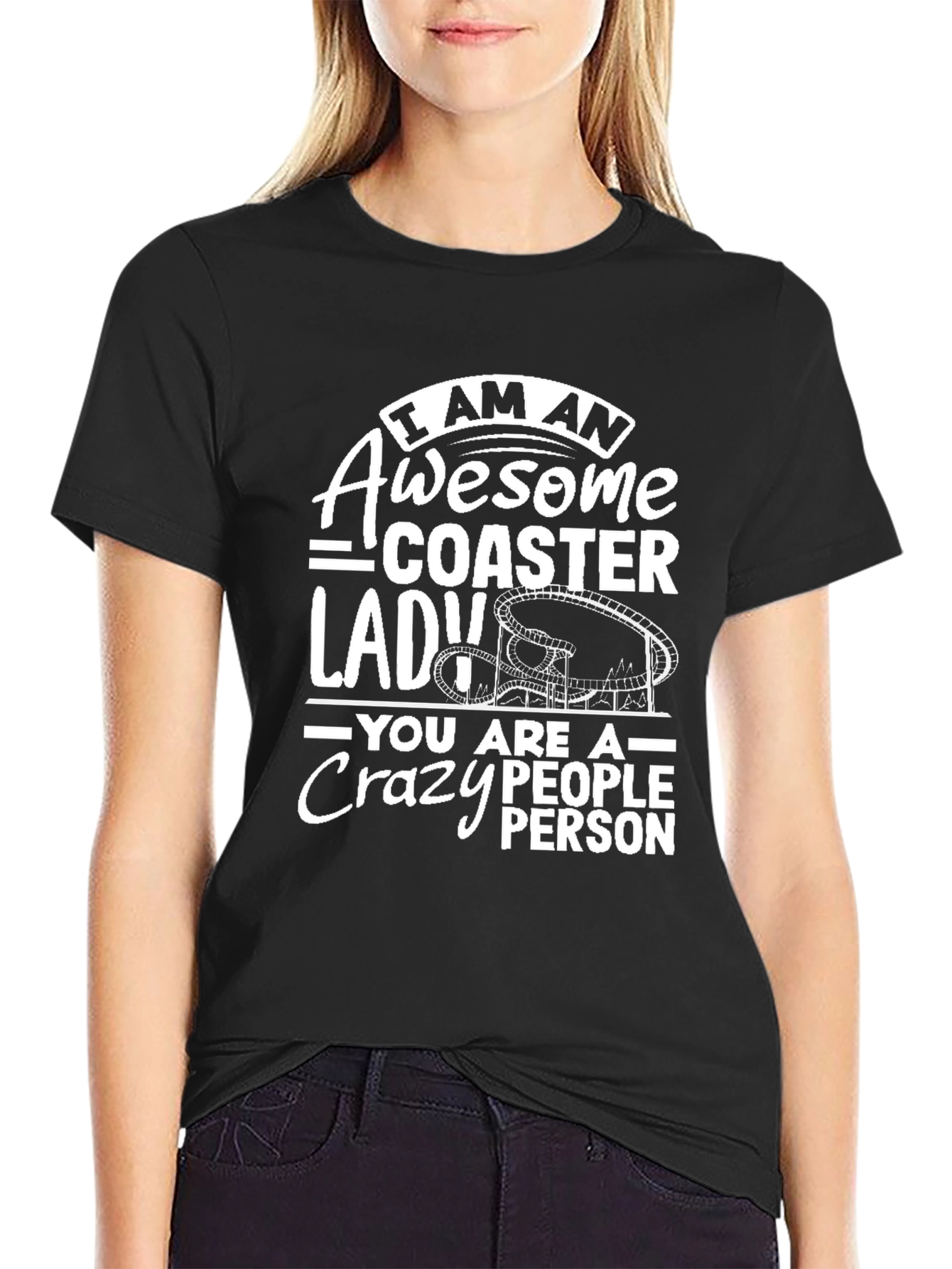 Awesome Coaster Lady Black T-Shirt