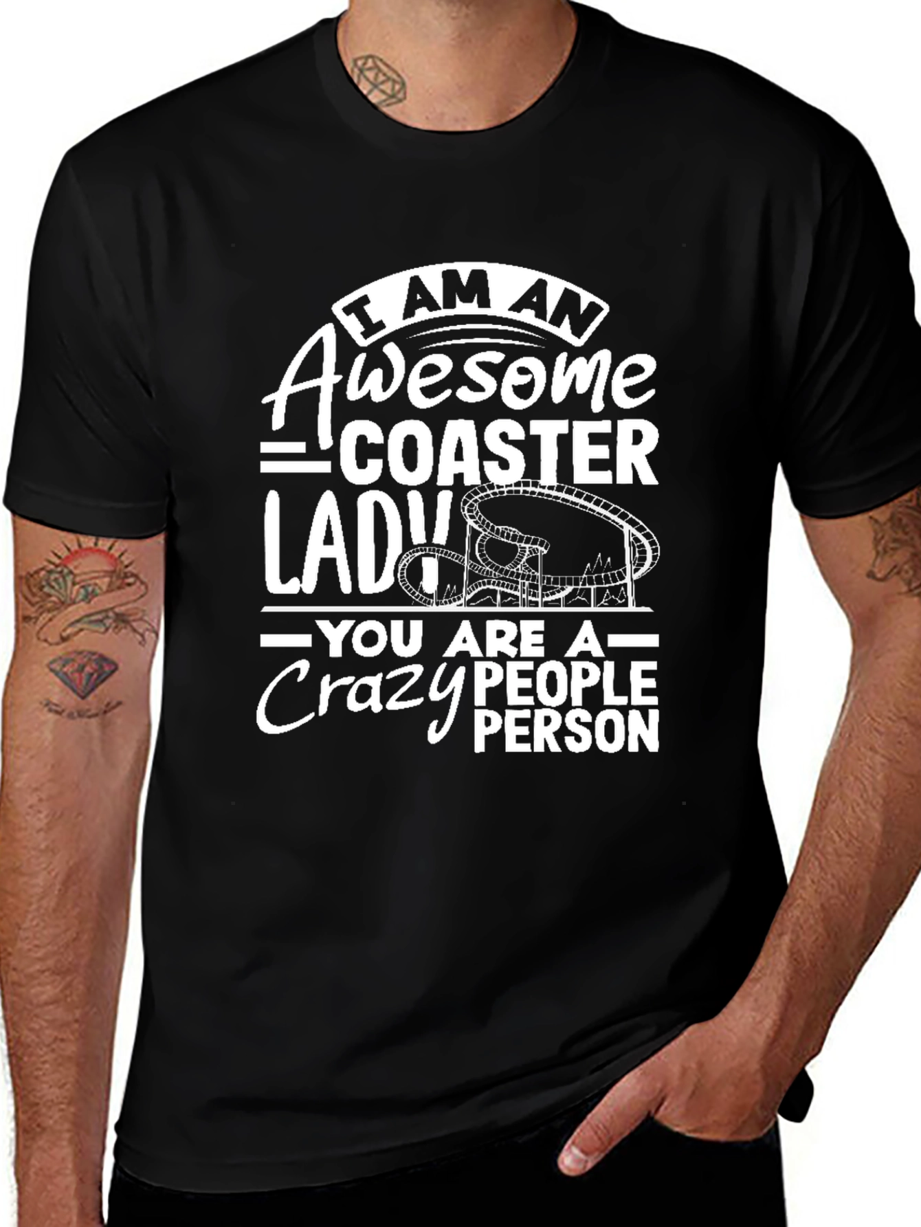 Awesome Coaster Lady Black T-Shirt