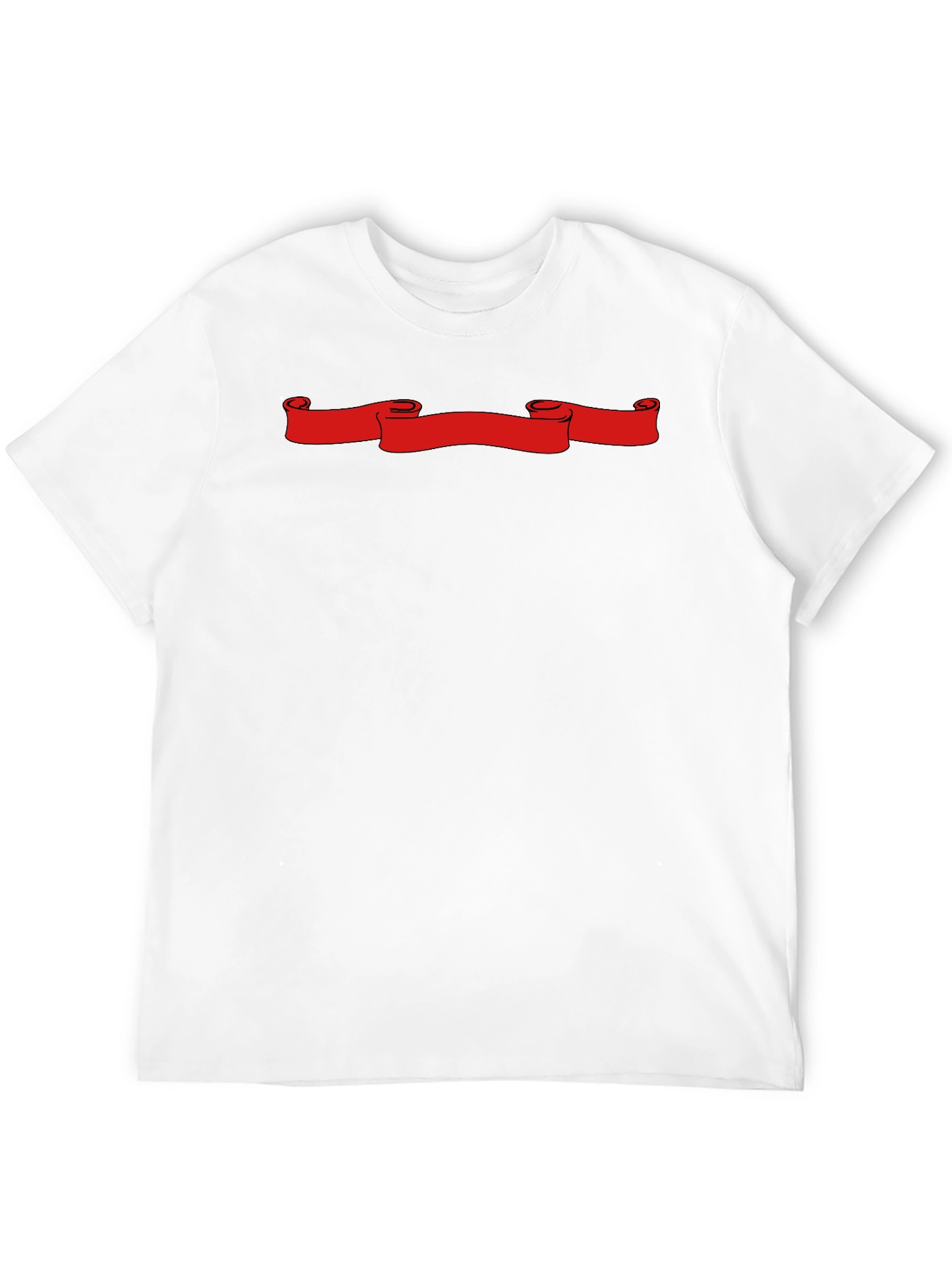 Black T-Shirt with Red Scroll Graphic