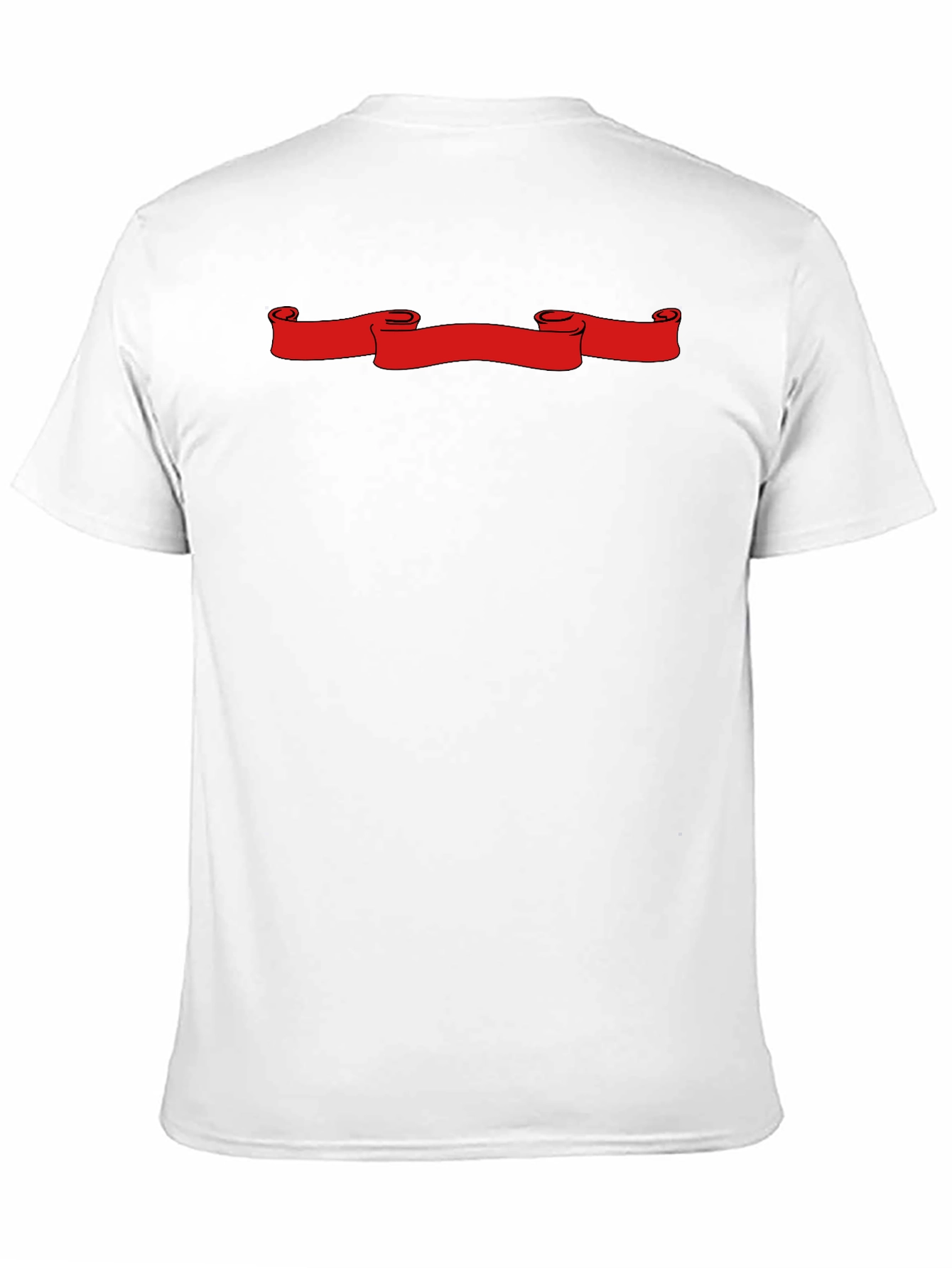 Black T-Shirt with Red Scroll Graphic