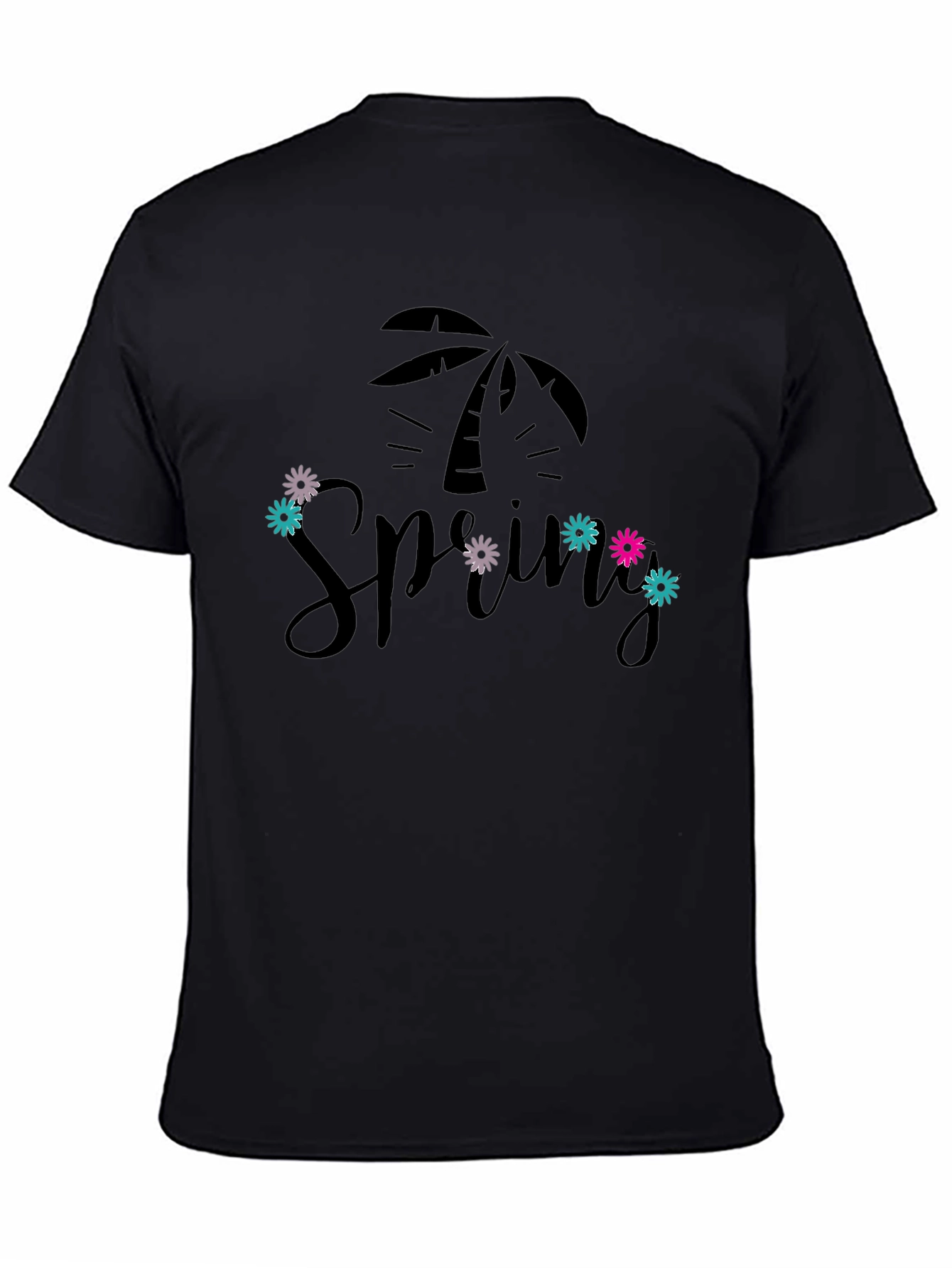 Spring Palm Tee - Black Graphic T-Shirt