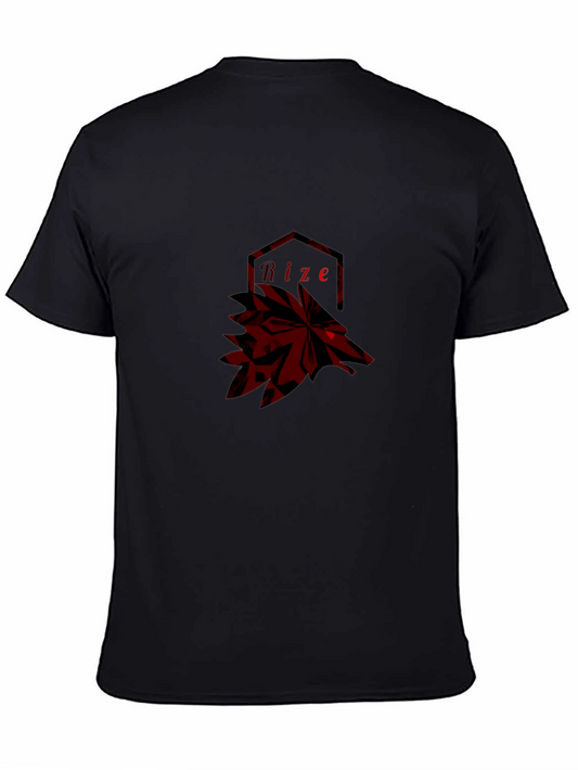 Mens Black Graphic Tee - Abstract Wolf Design