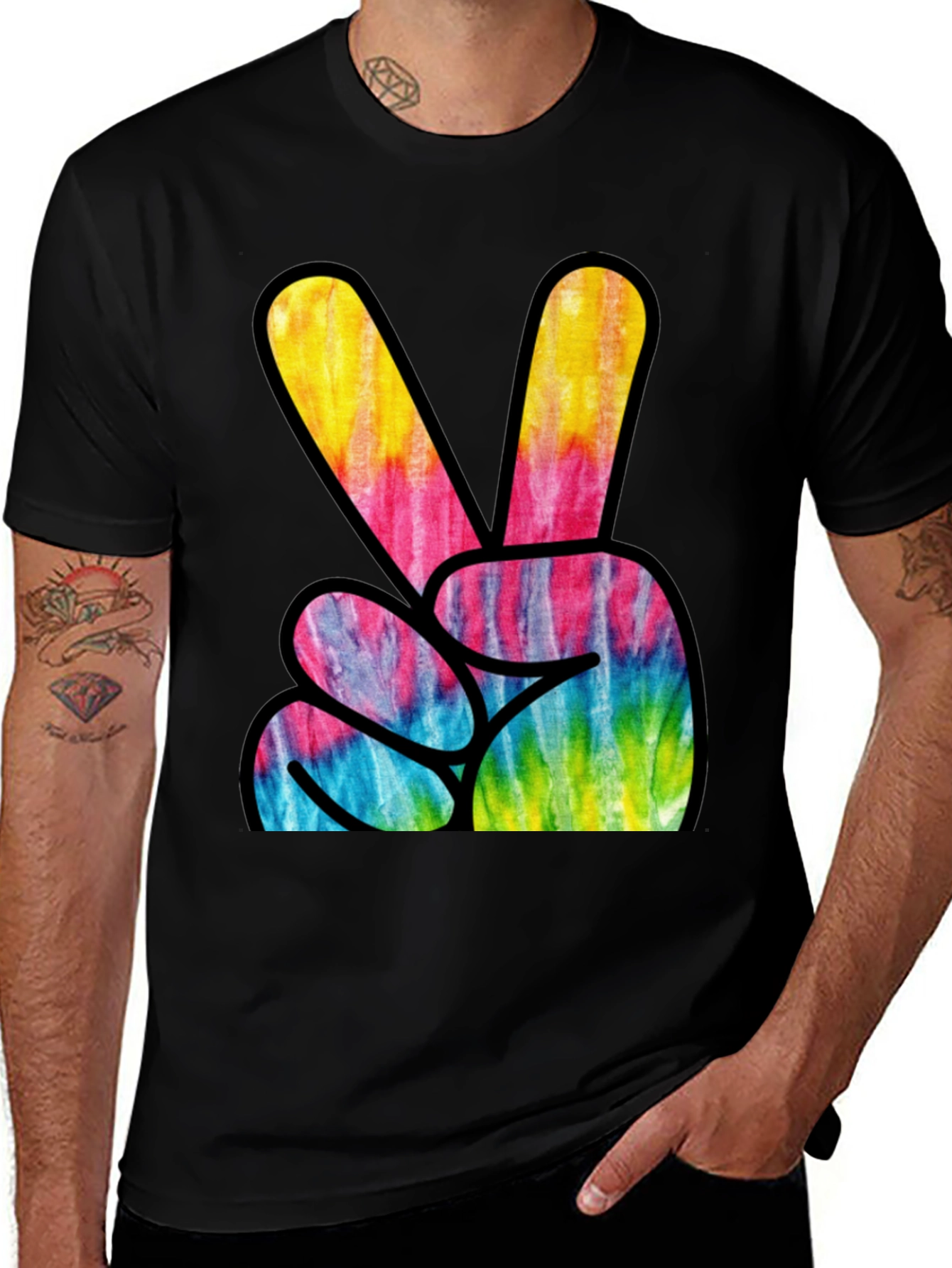 Tie Dye Peace Sign Graphic T-Shirt