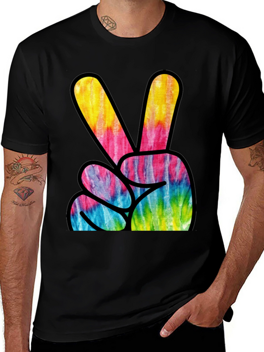 Tie Dye Peace Sign Graphic T-Shirt