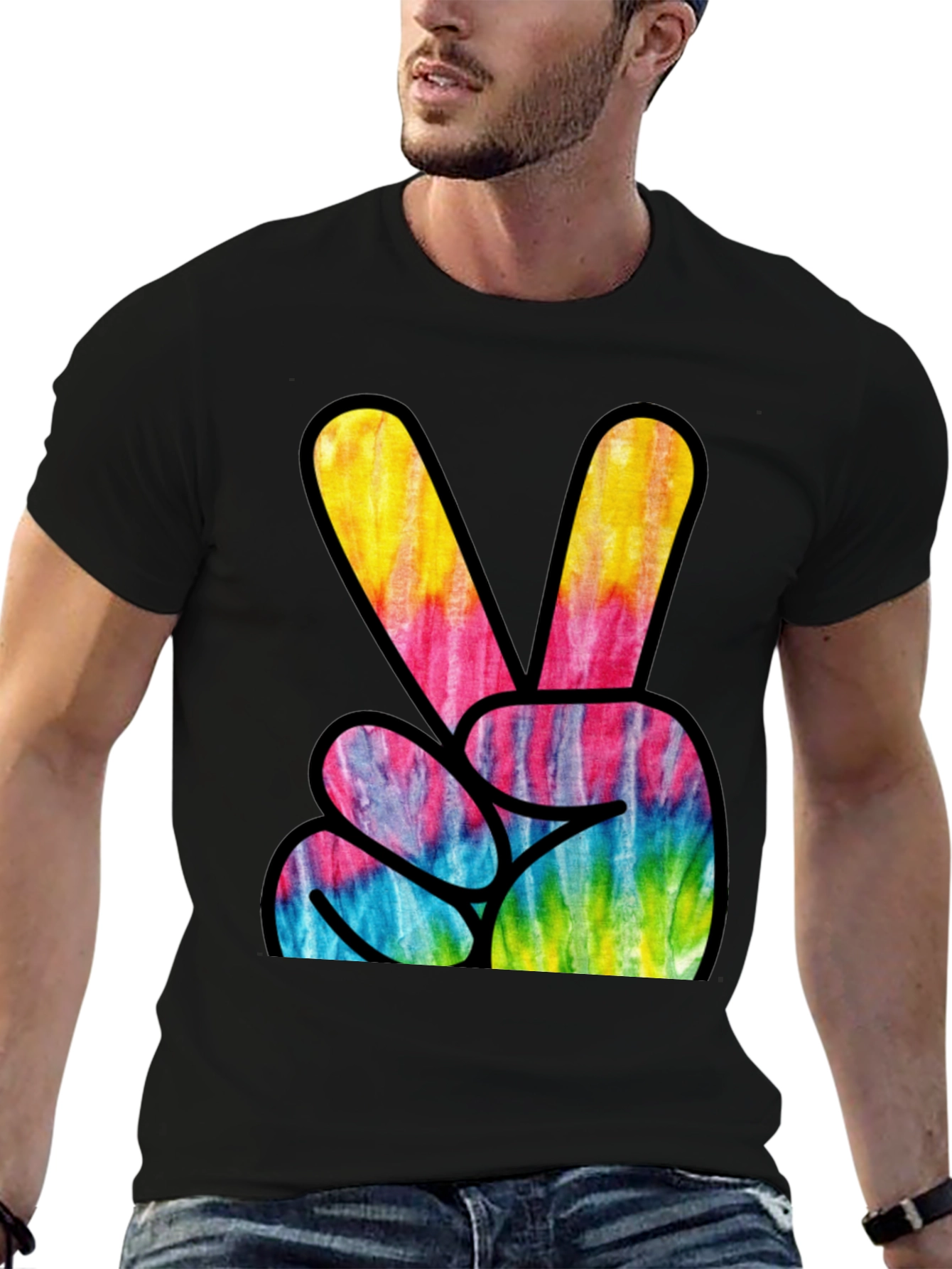 Tie Dye Peace Sign Graphic T-Shirt