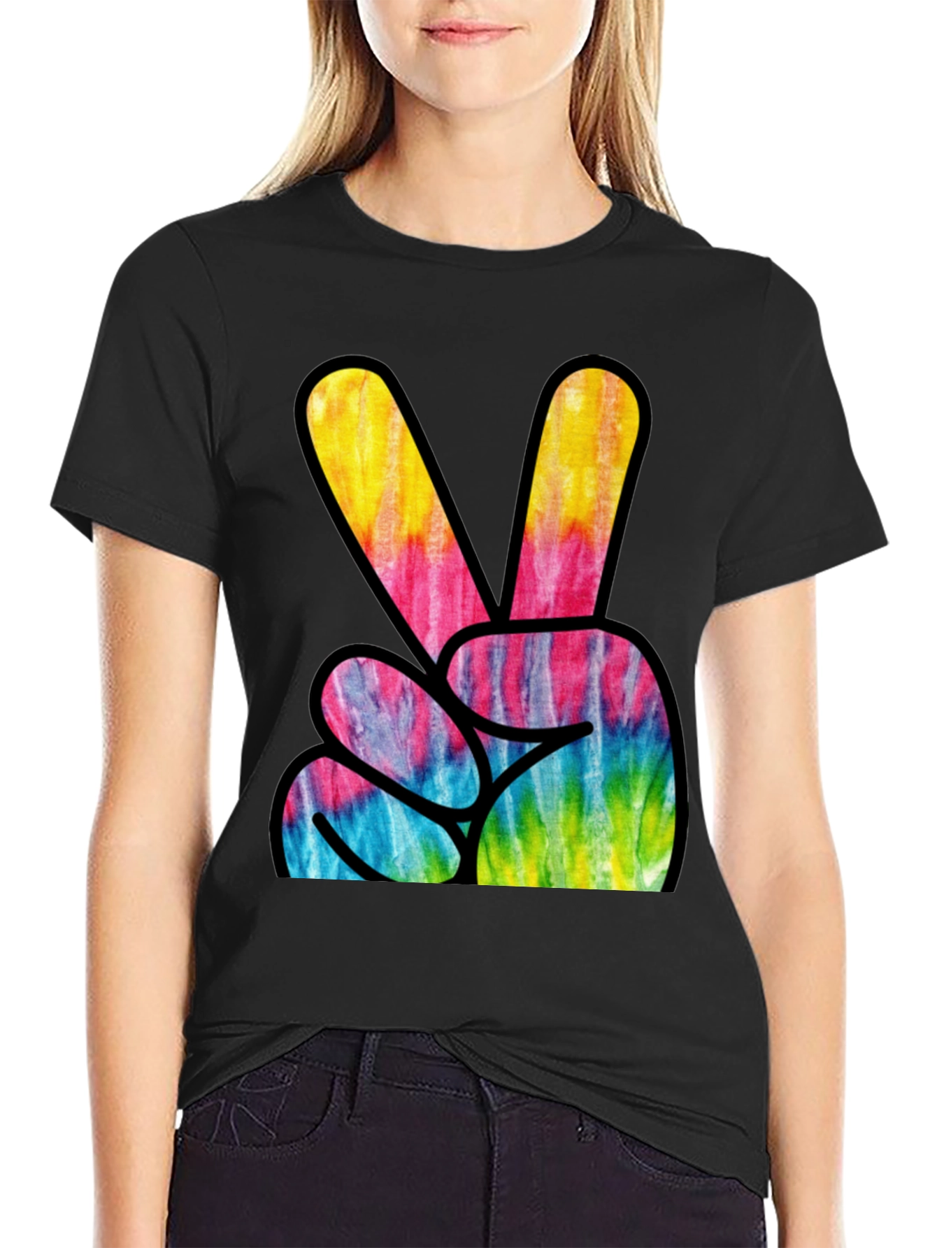 Tie Dye Peace Sign Graphic T-Shirt