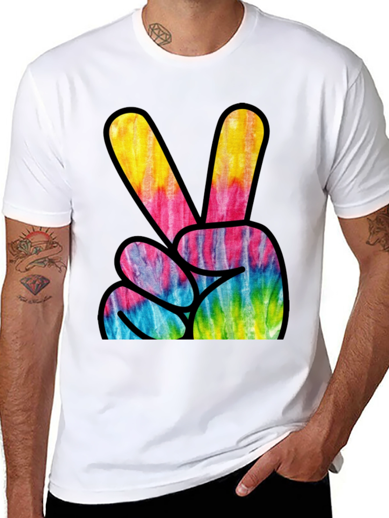 Tie Dye Peace Sign Graphic T-Shirt