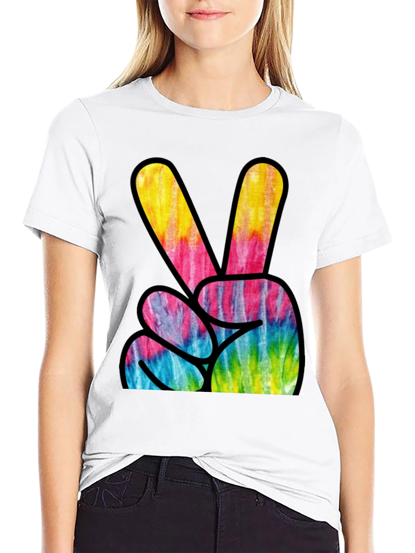 Tie Dye Peace Sign Graphic T-Shirt