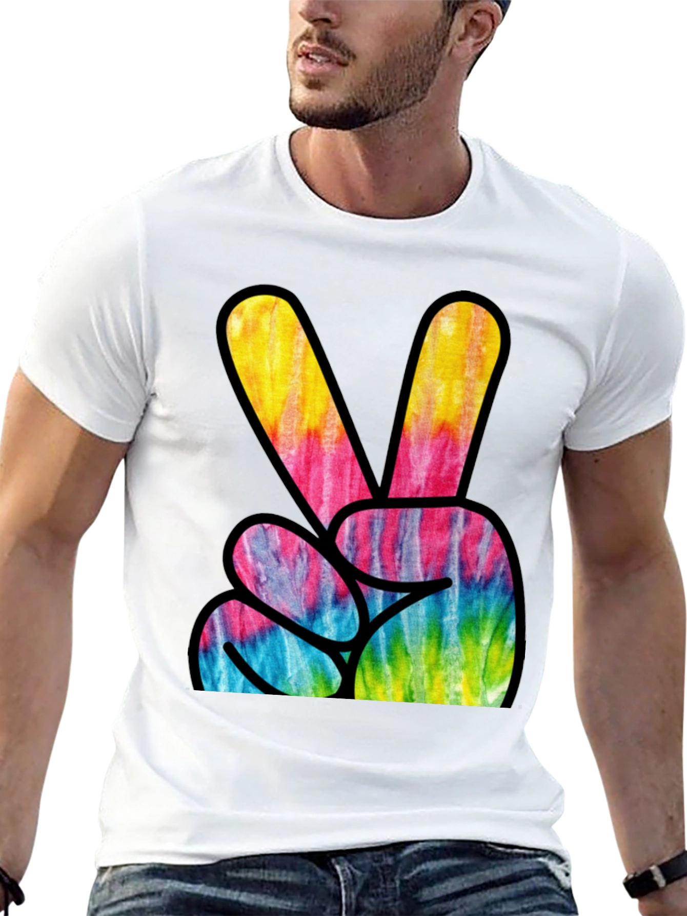 Tie Dye Peace Sign Graphic T-Shirt