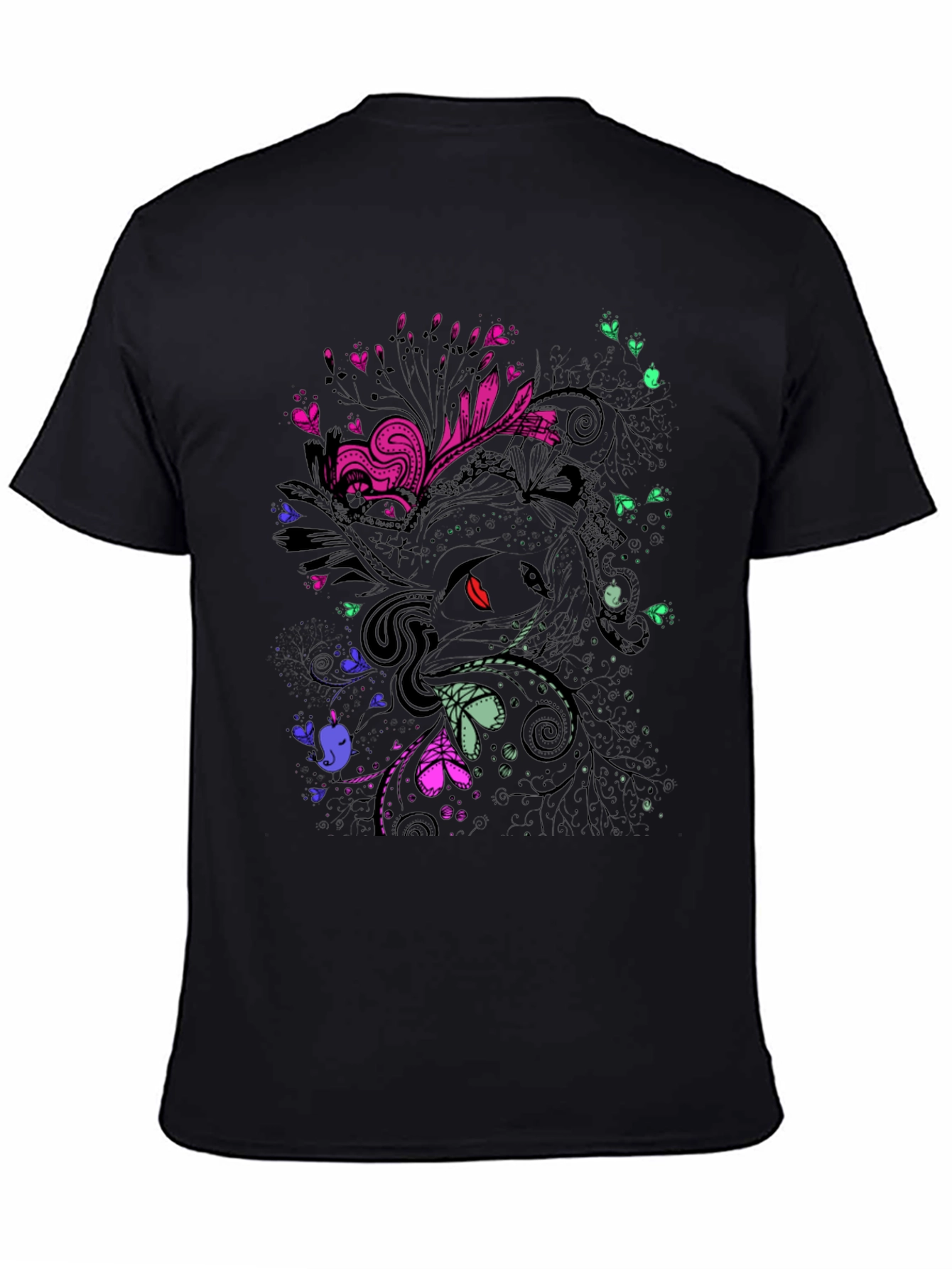 Abstract Floral Graphic Print Black T-Shirt