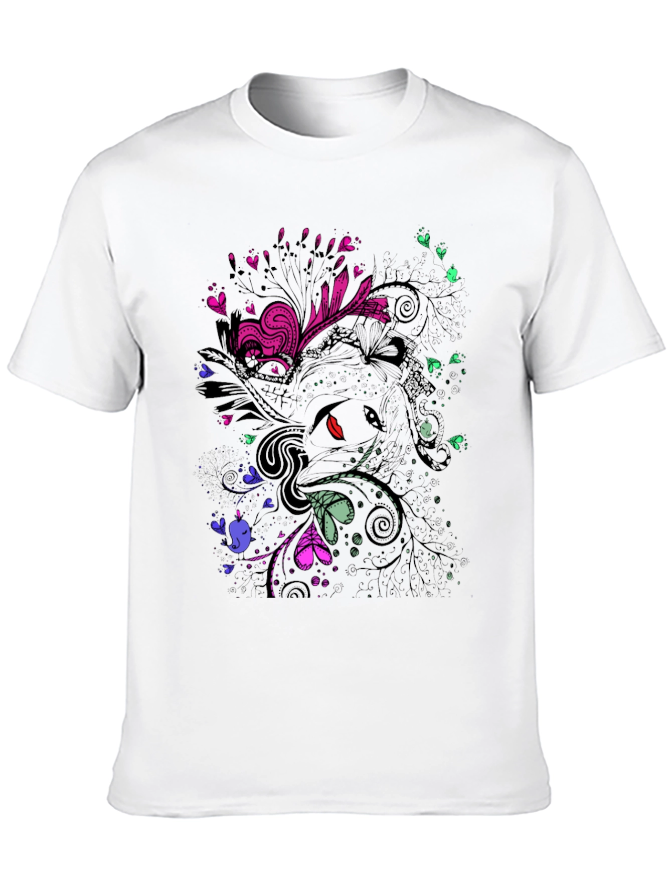 Abstract Floral Graphic Print Black T-Shirt