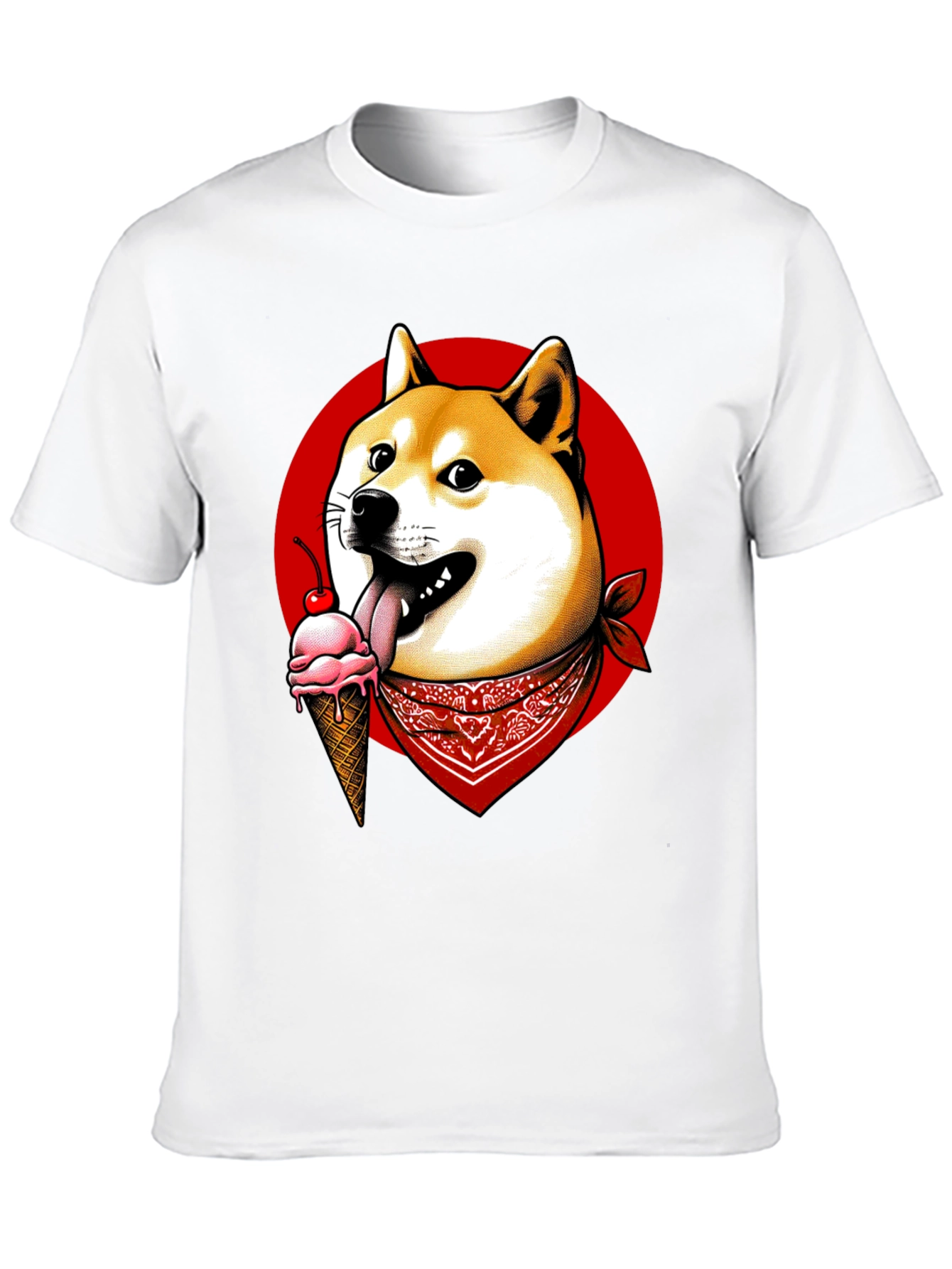 Doge Ice Cream Bandana Graphic Tee - Black