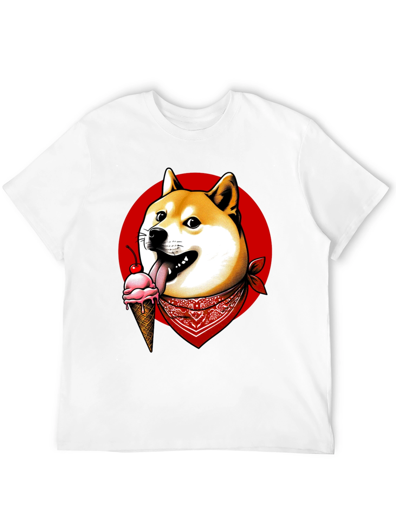 Doge Ice Cream Bandana Graphic Tee - Black